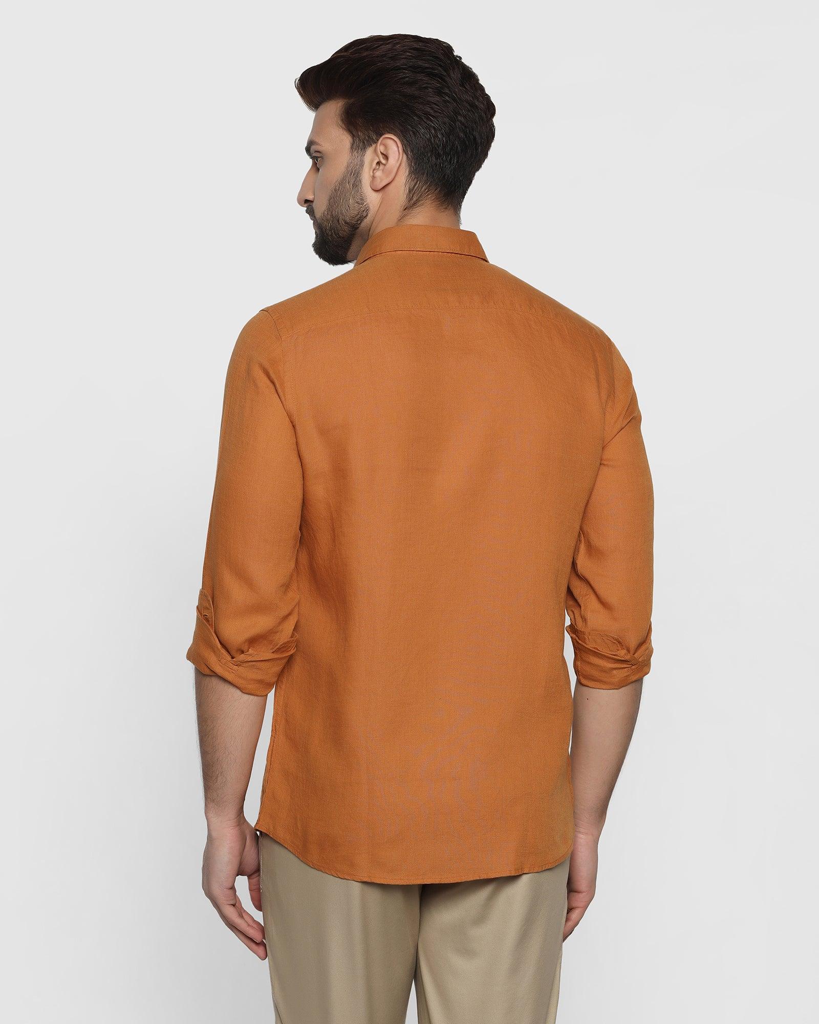 Linen Casual Ochre Solid Shirt - Bowen