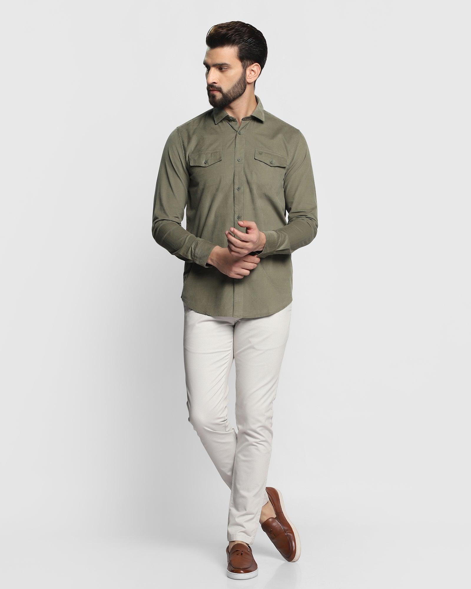 Casual Olive Solid Shirt - Dunk