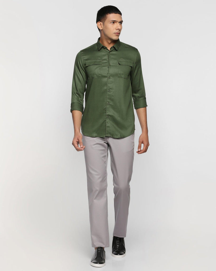 Casual Olive Solid Shirt - Zing