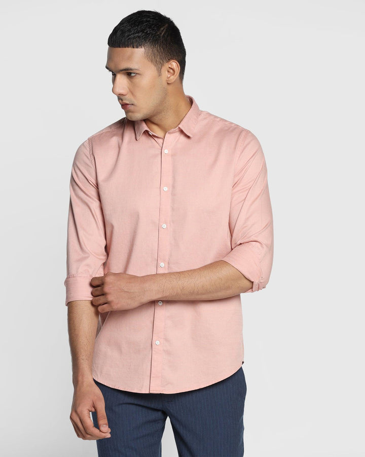 Casual Peach Solid Shirt - Foli