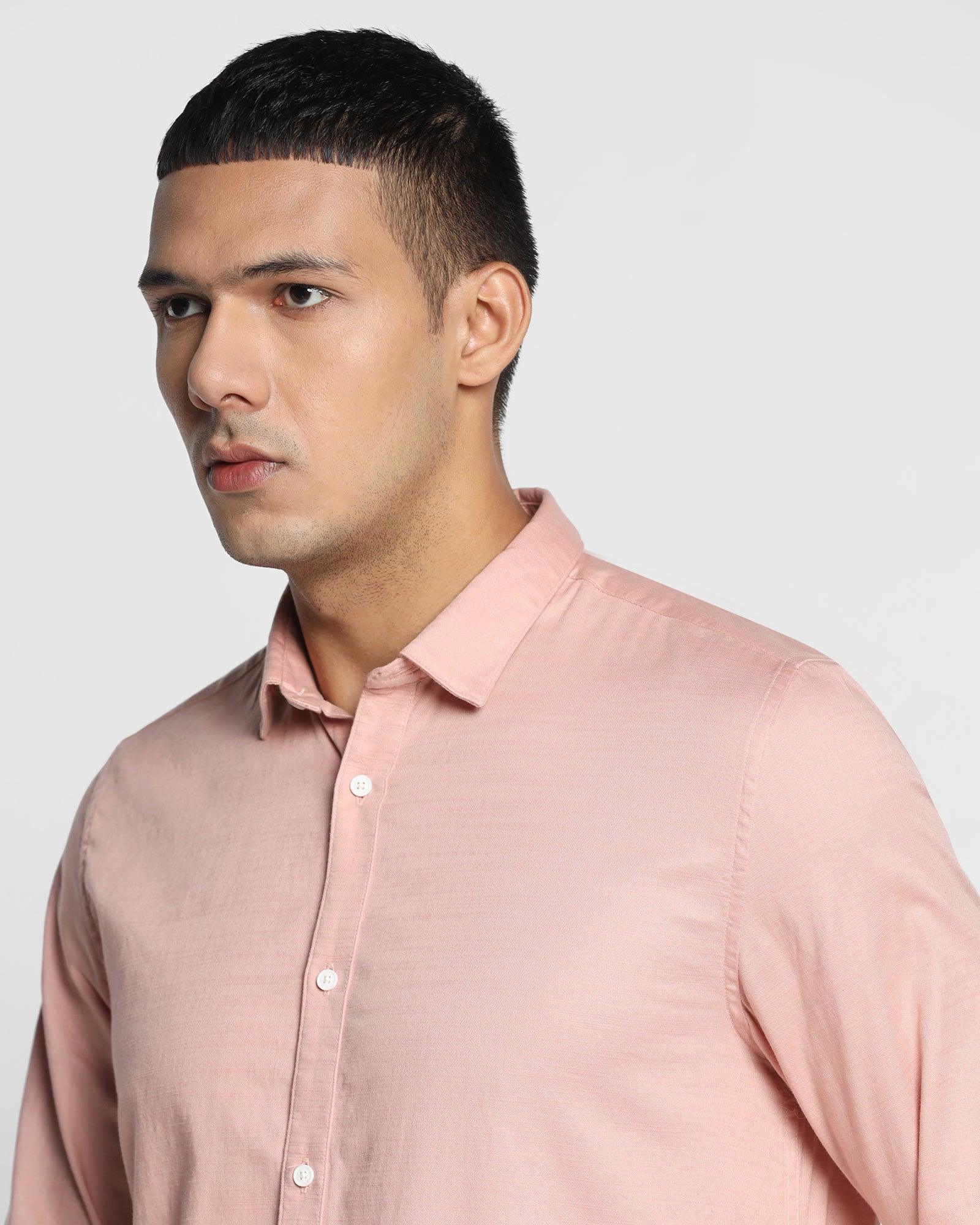 Casual Peach Solid Shirt - Foli