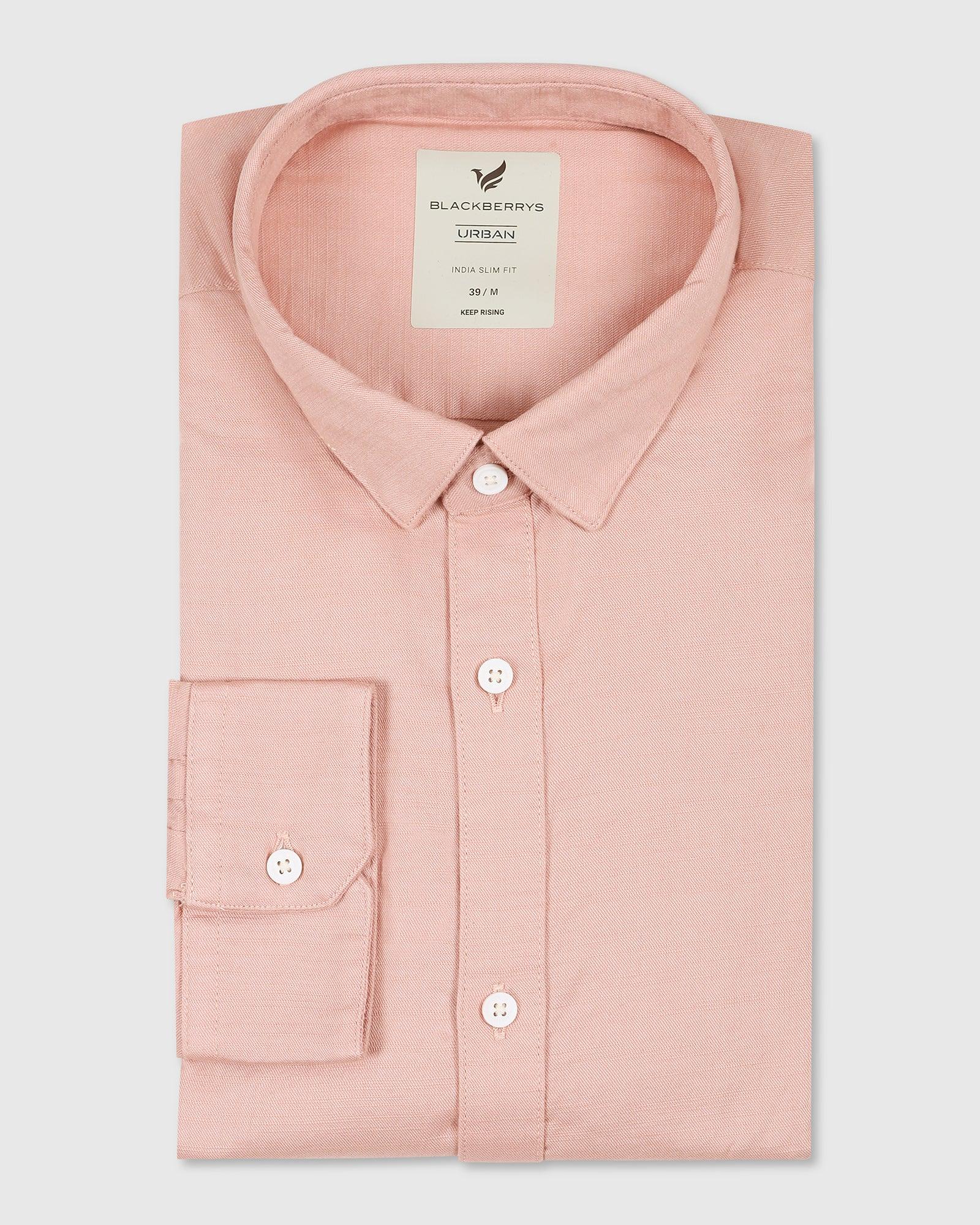 Casual Peach Solid Shirt - Foli