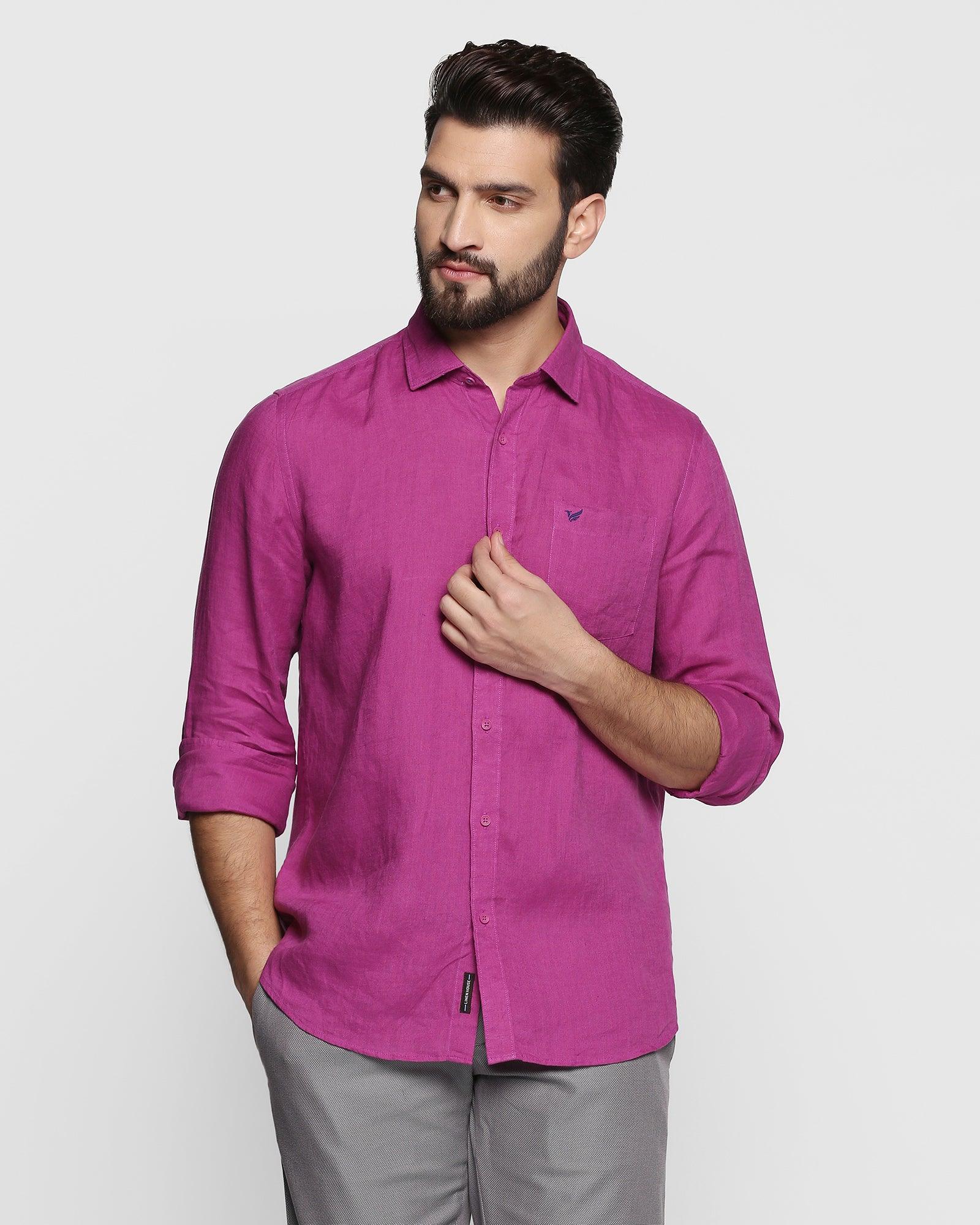 Linen Casual Pink Solid Shirt - Bowen