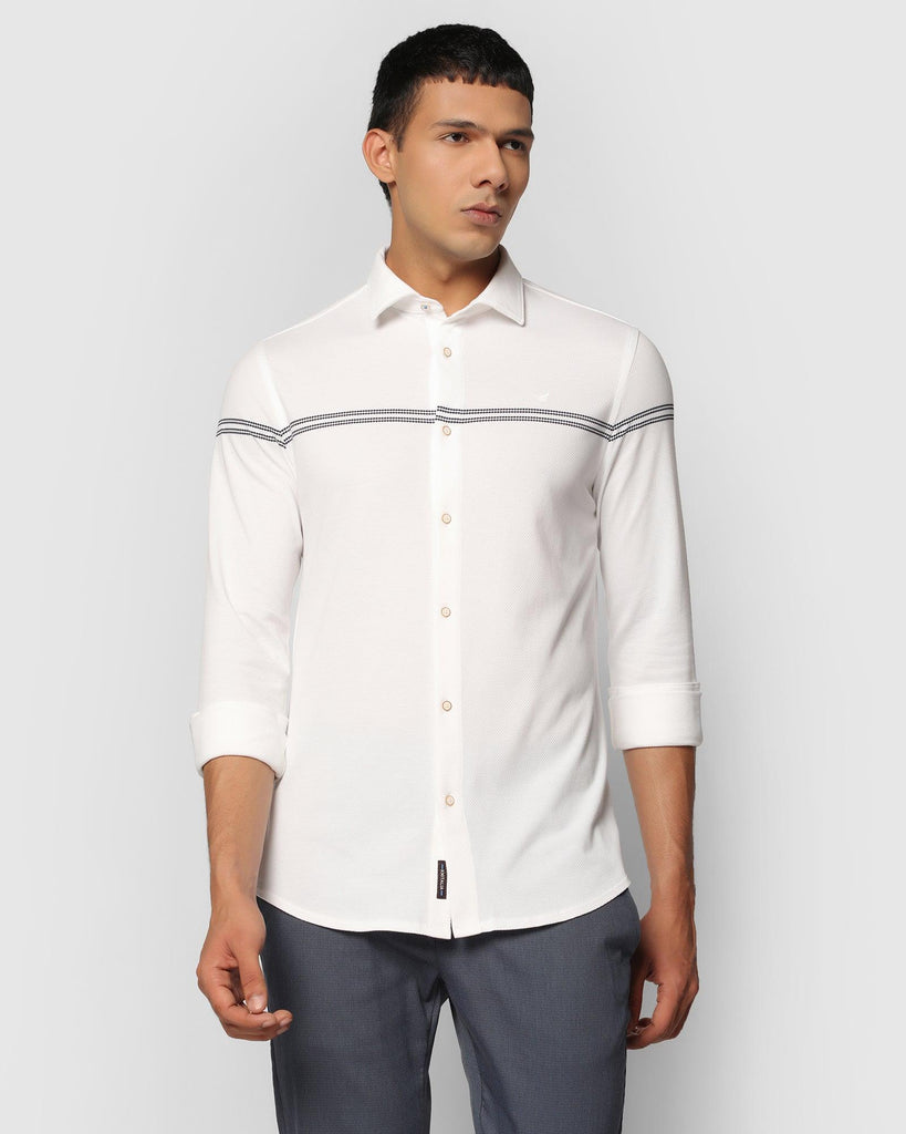 Casual White Solid Shirt - Joey