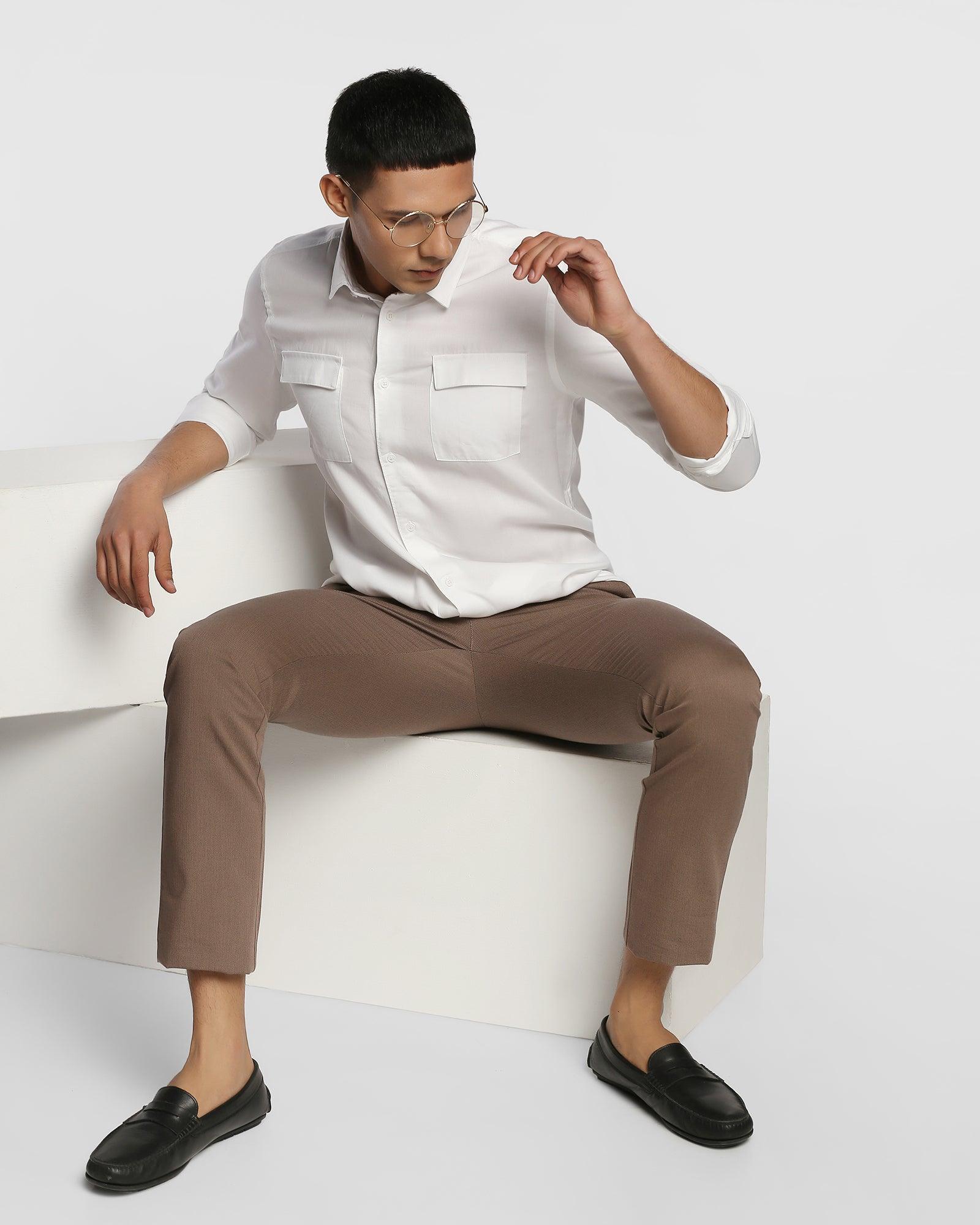Casual White Solid Shirt - Zing