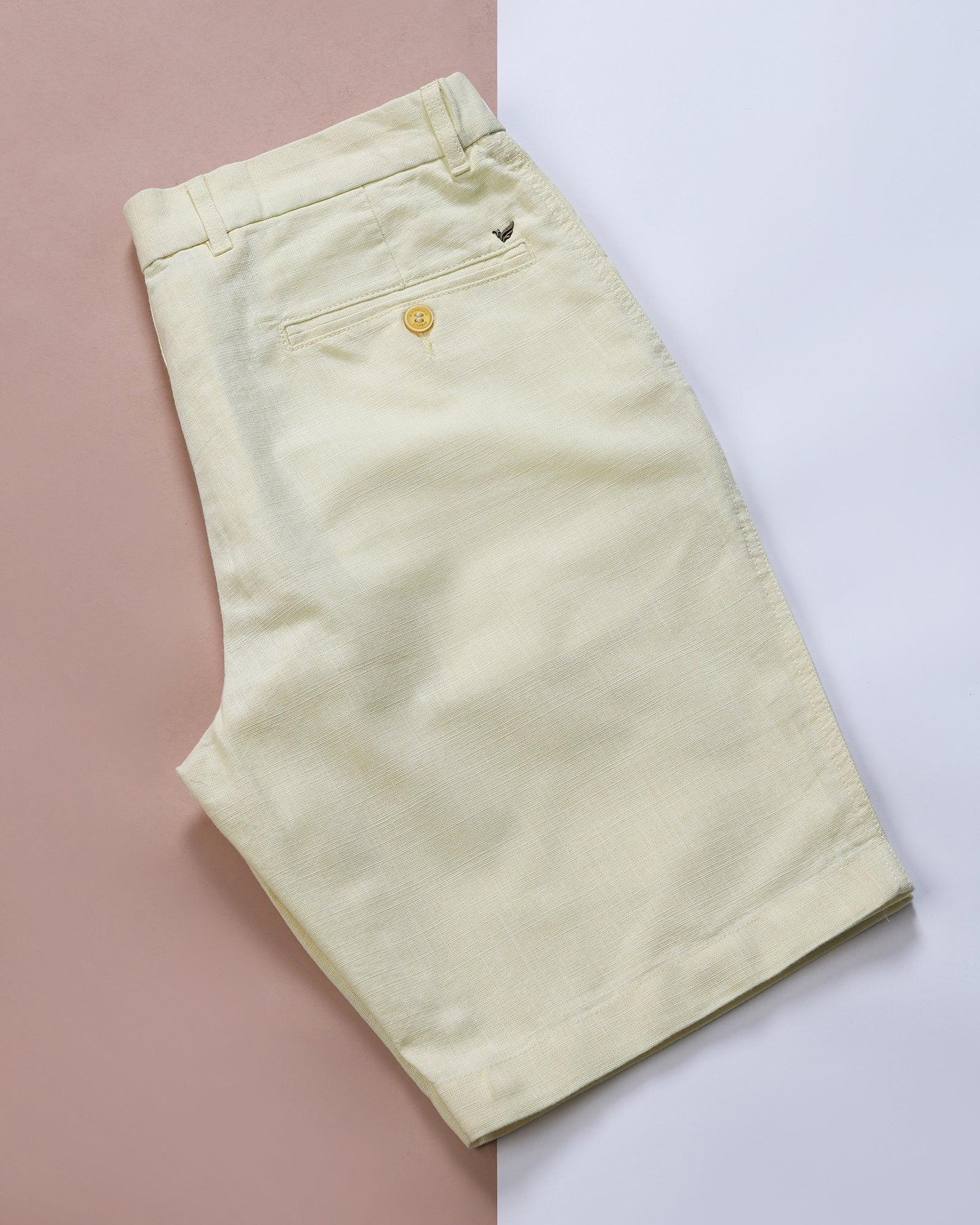 Casual Lemon Yellow Solid Shorts - Comet