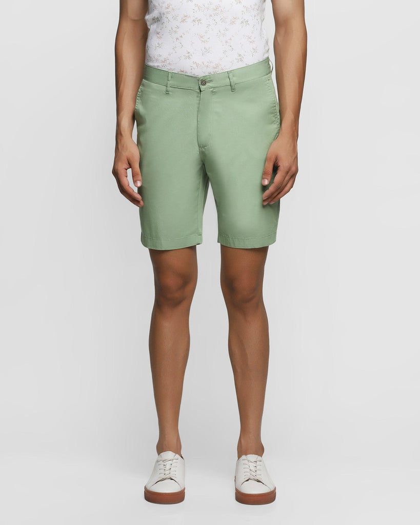 Casual Light Green Solid Shorts - Sam