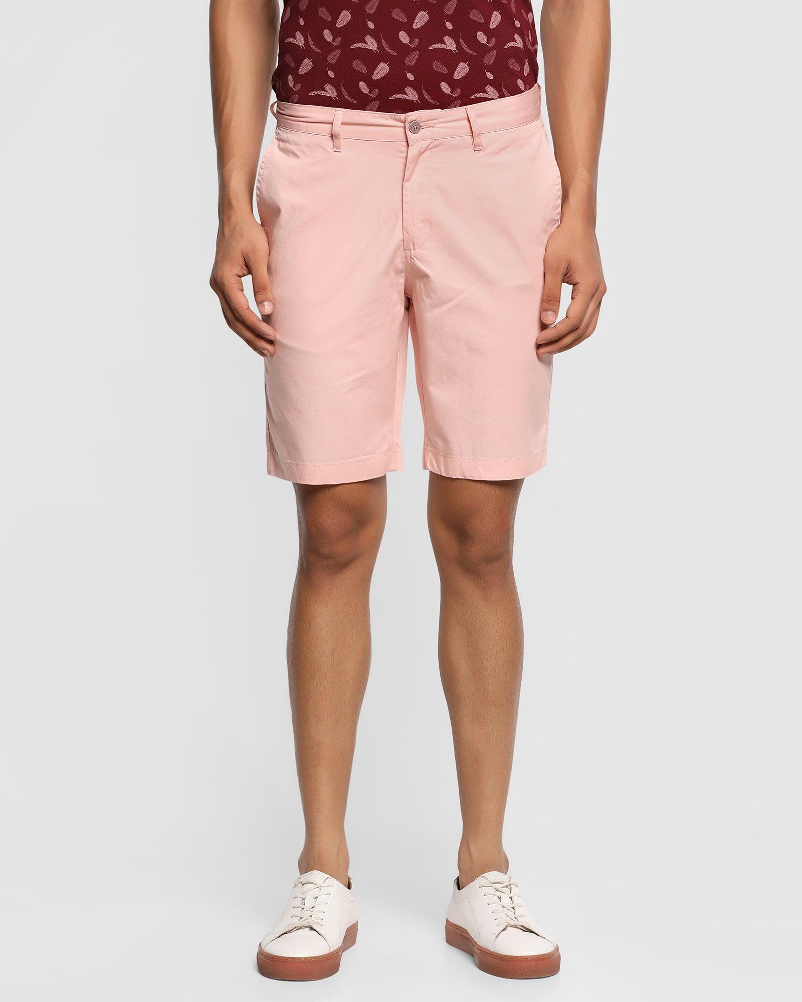 Casual Light Pink Solid Shorts - Sam