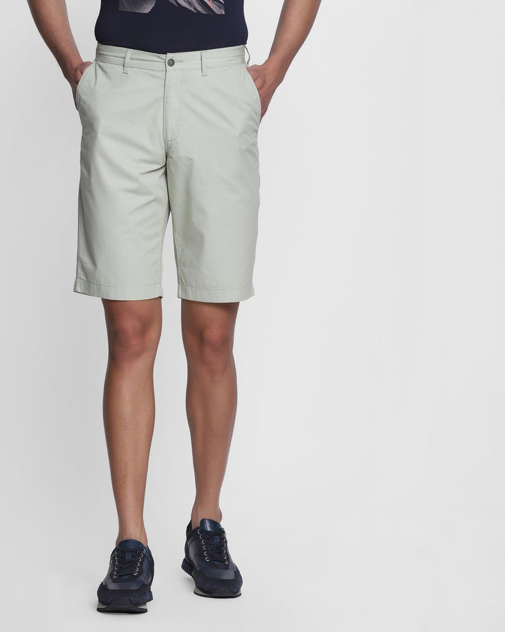 Casual Light Olive Solid Shorts - Indigo