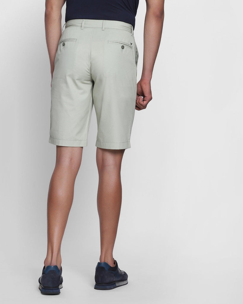 Casual Light Olive Solid Shorts - Indigo