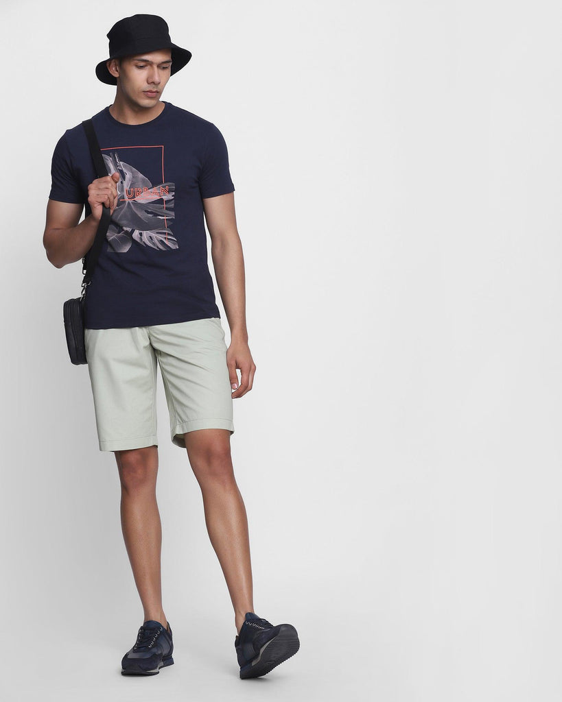 Casual Light Olive Solid Shorts - Indigo