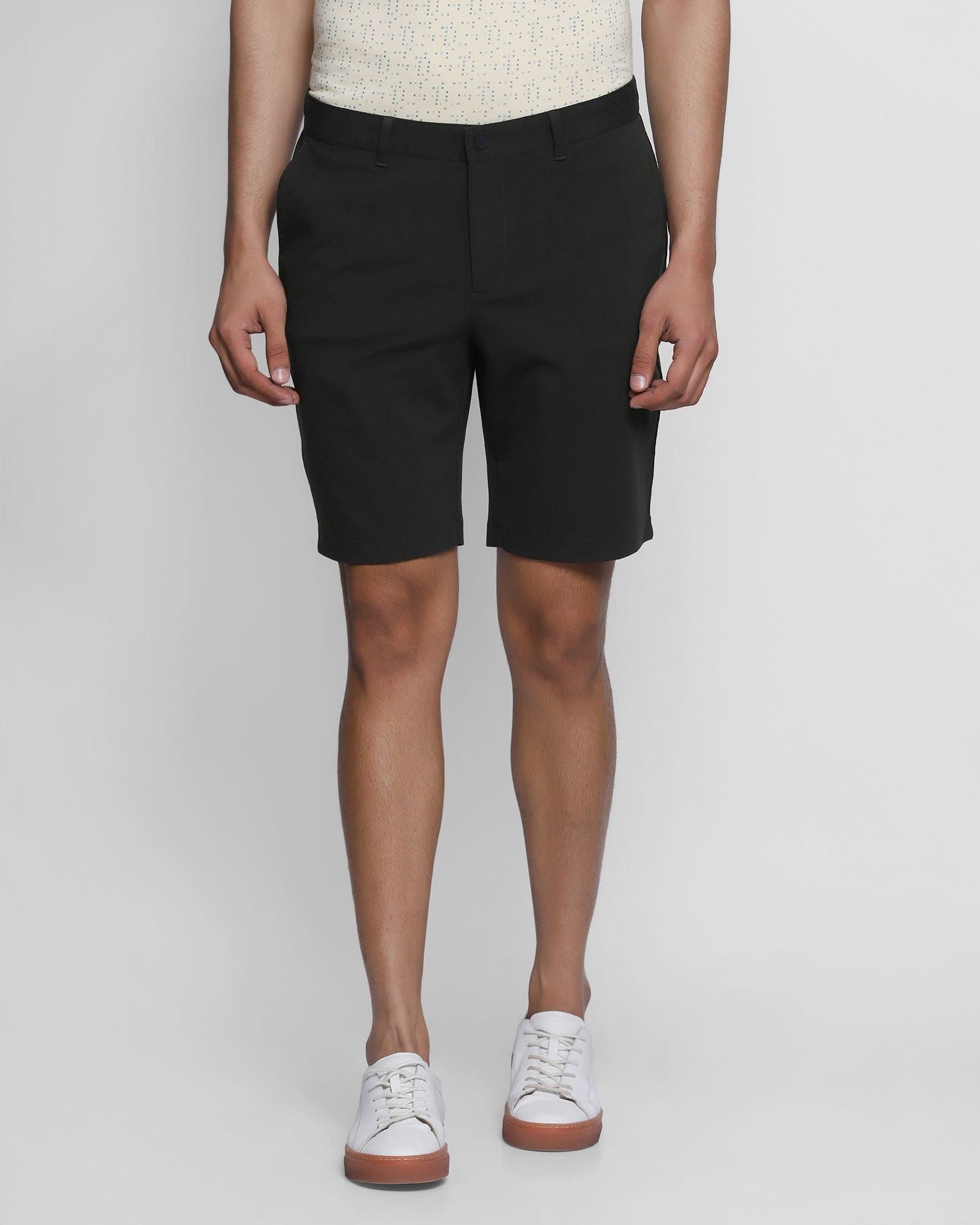Casual Olive Solid Shorts - Iris