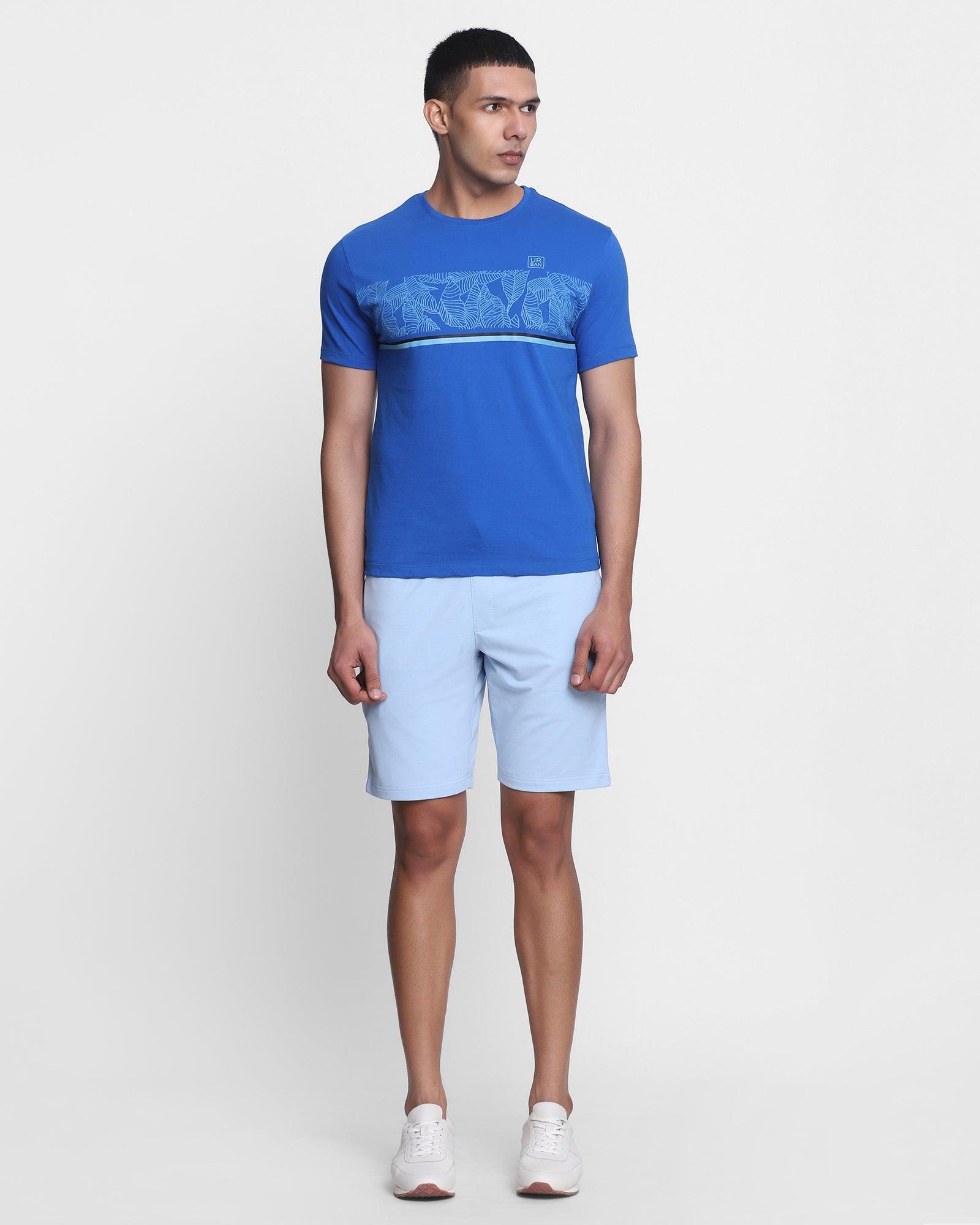 Casual Powder Blue Solid Shorts - Eve