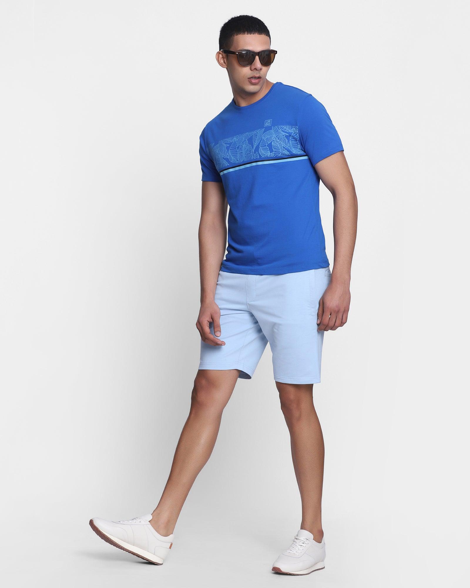 Casual Powder Blue Solid Shorts - Eve