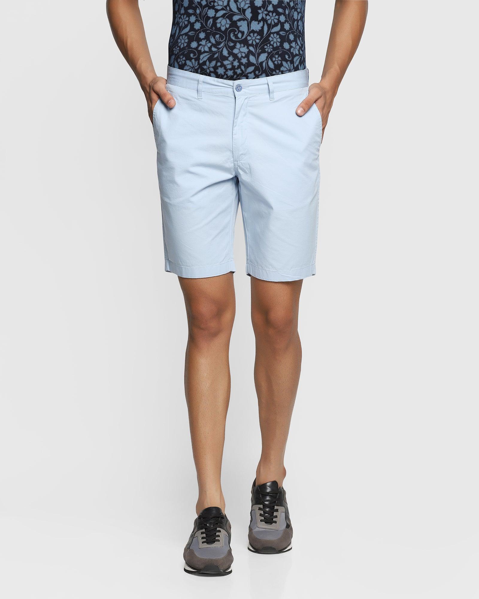 Casual Sky Blue Solid Shorts - Sam