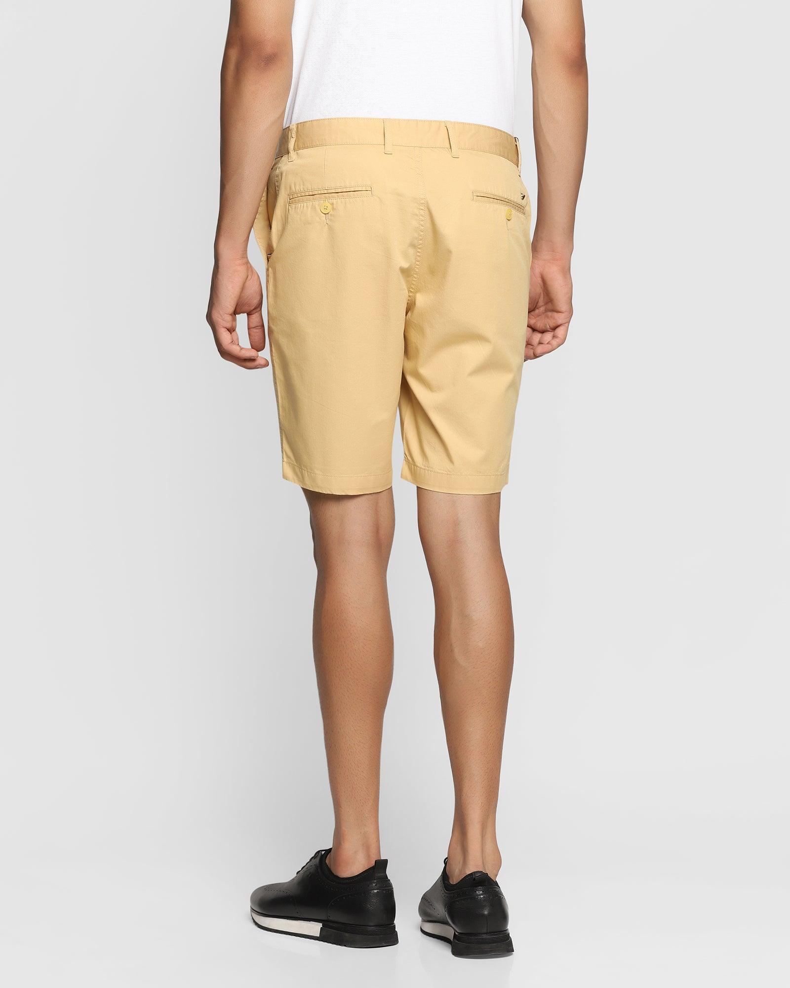 Casual Mustard Solid Shorts - Sam
