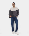 Charcoal Grey Crew Neck Textured Sweater - Pepper