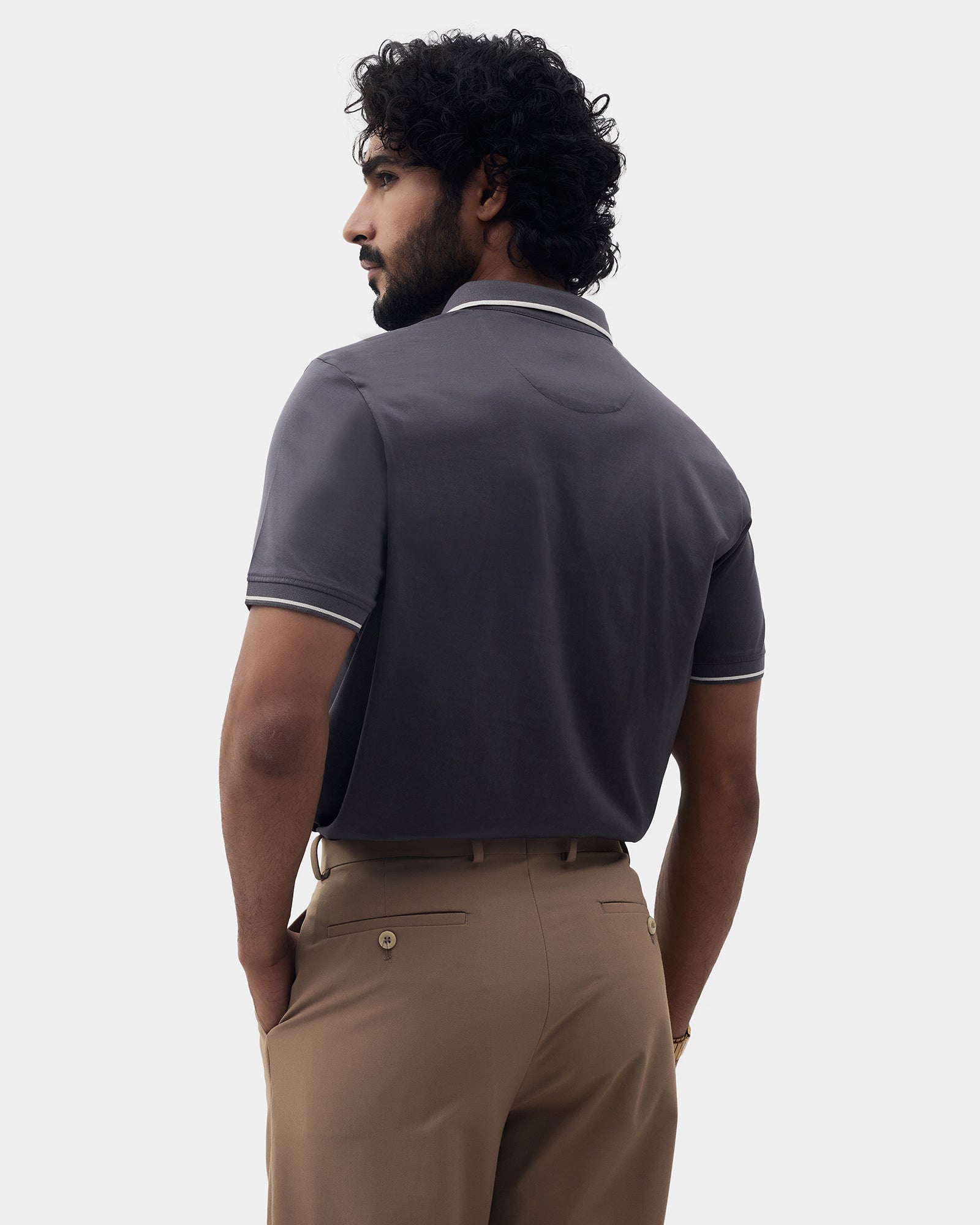 Charcoal Grey Solid Polo - Ae Ryun