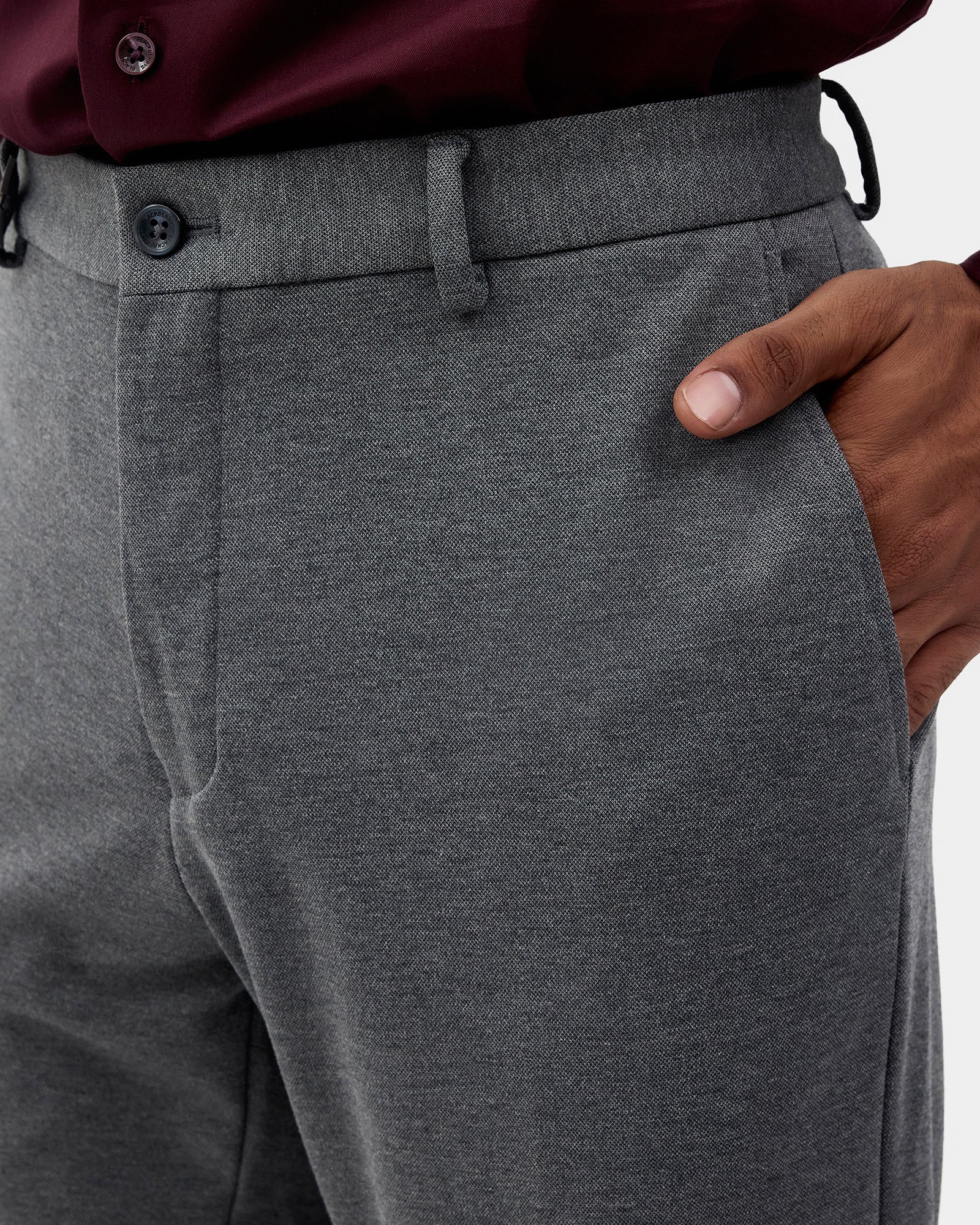 Charcoal Solid Formal Trouser - Kent