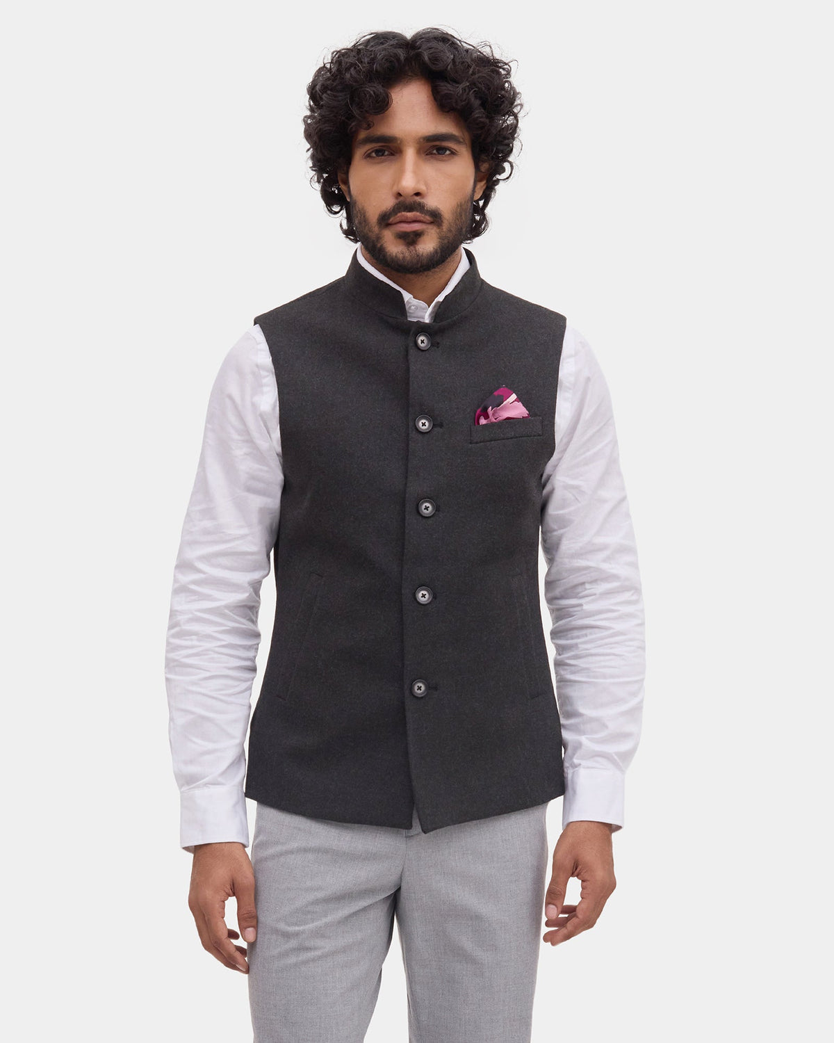 Charcoal Solid Waistcoat - Ruson