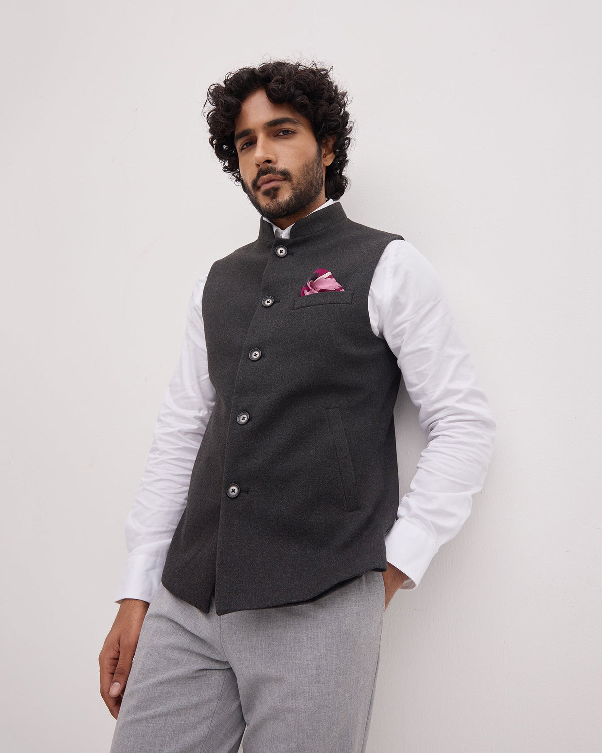 Charcoal Solid Waistcoat - Ruson