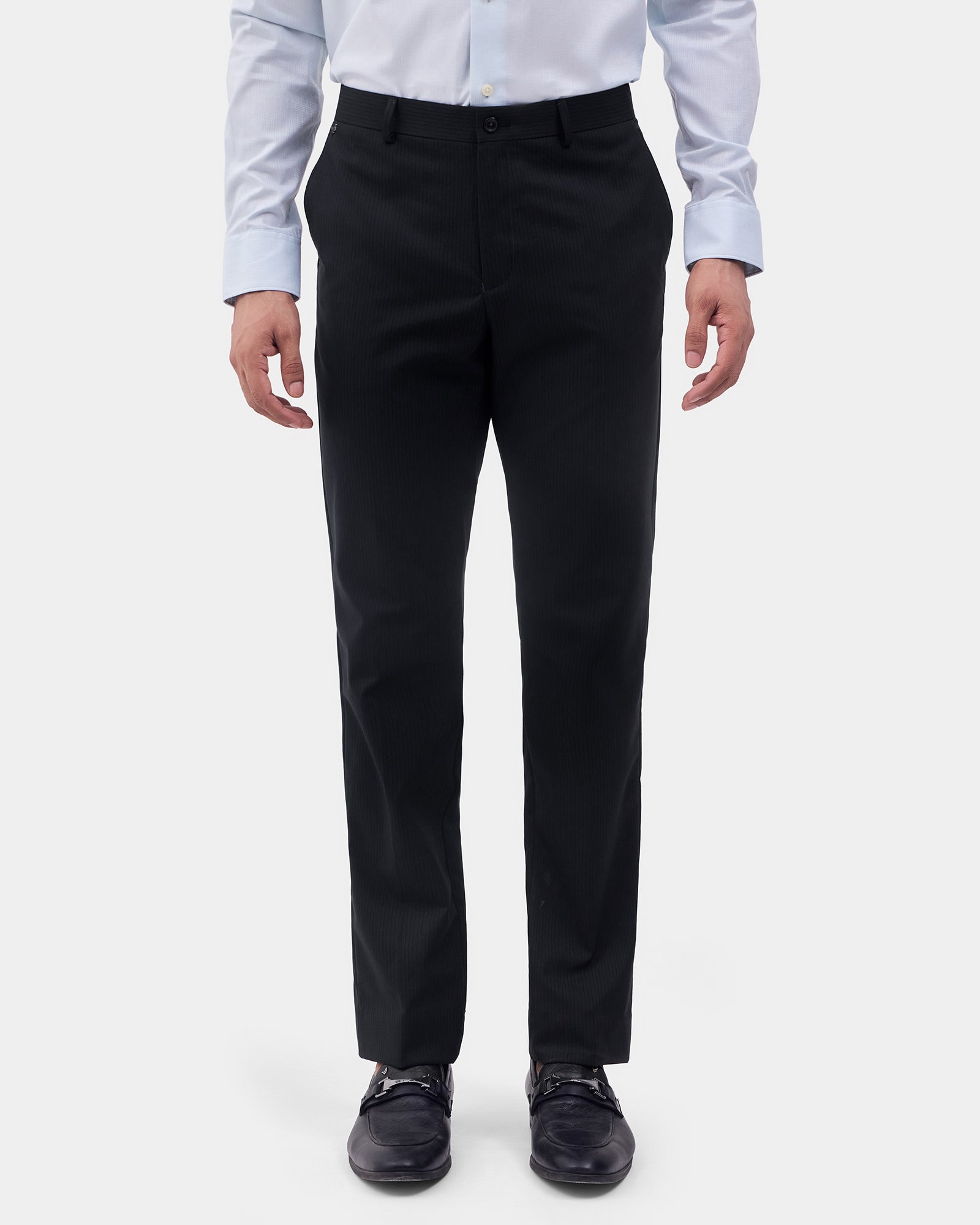 CLEAN FRONT SUPER SLIM FIT STRIPE TROUSER