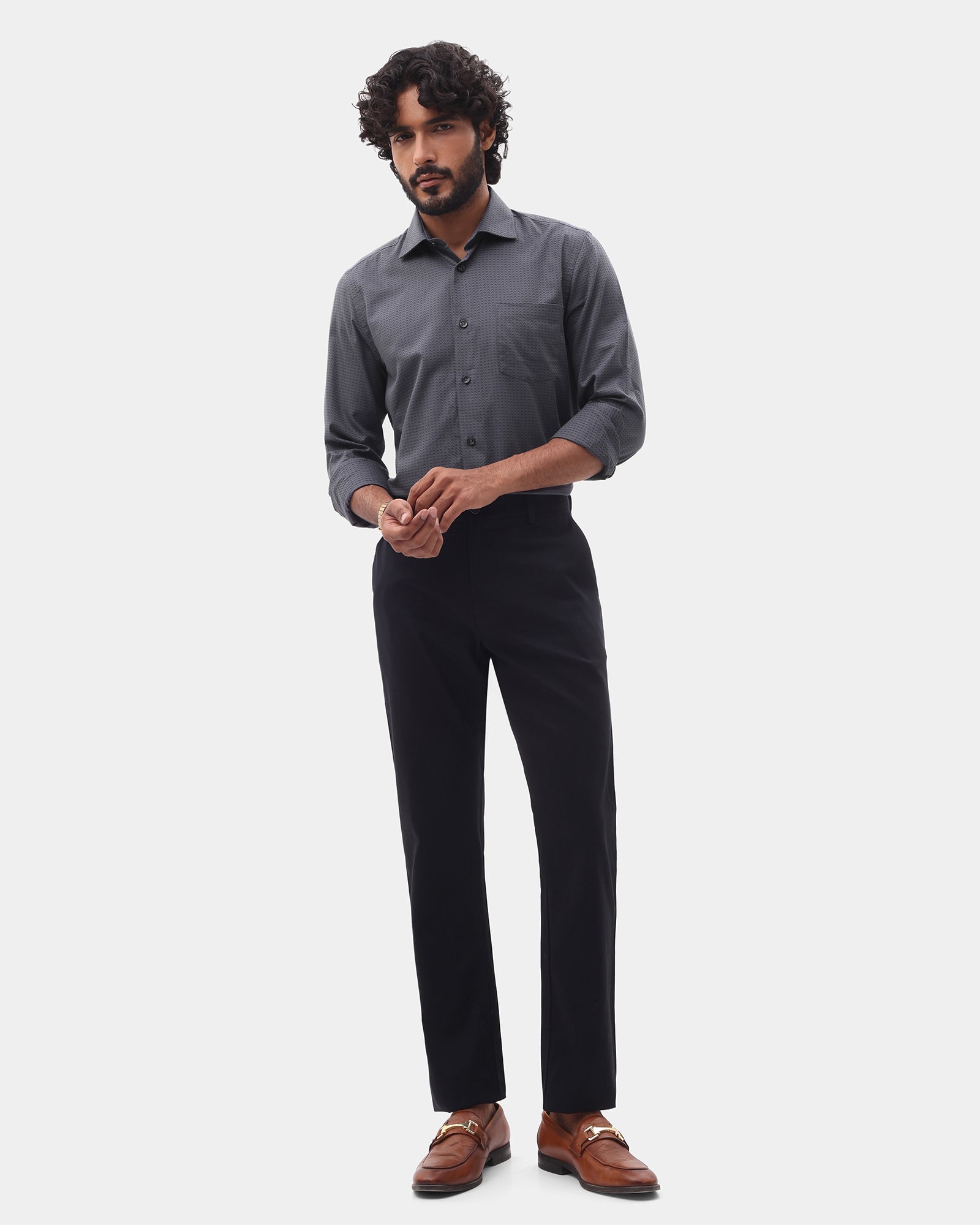 Charcoal Textured Shirt - Kynsa