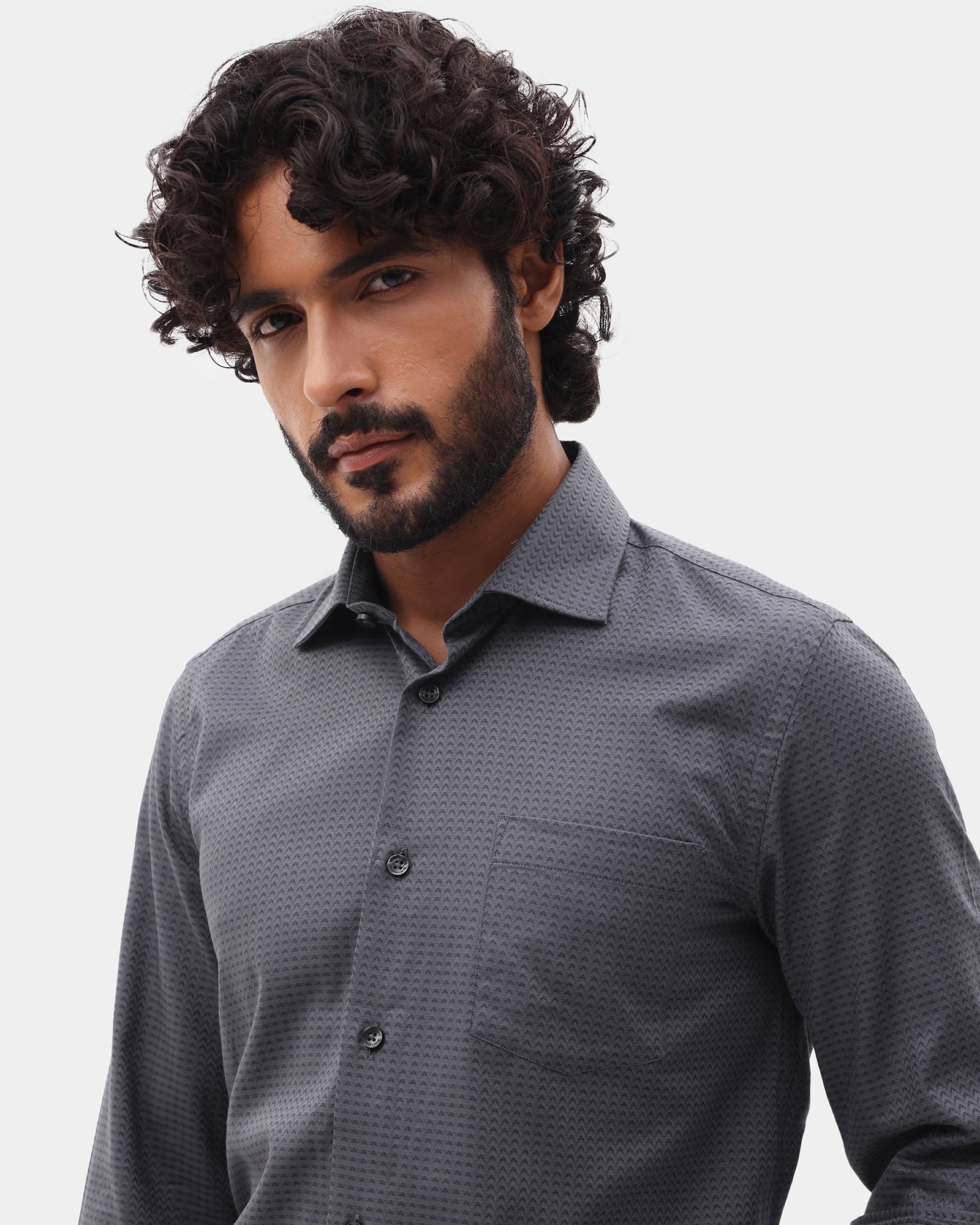 Charcoal Textured Shirt - Kynsa