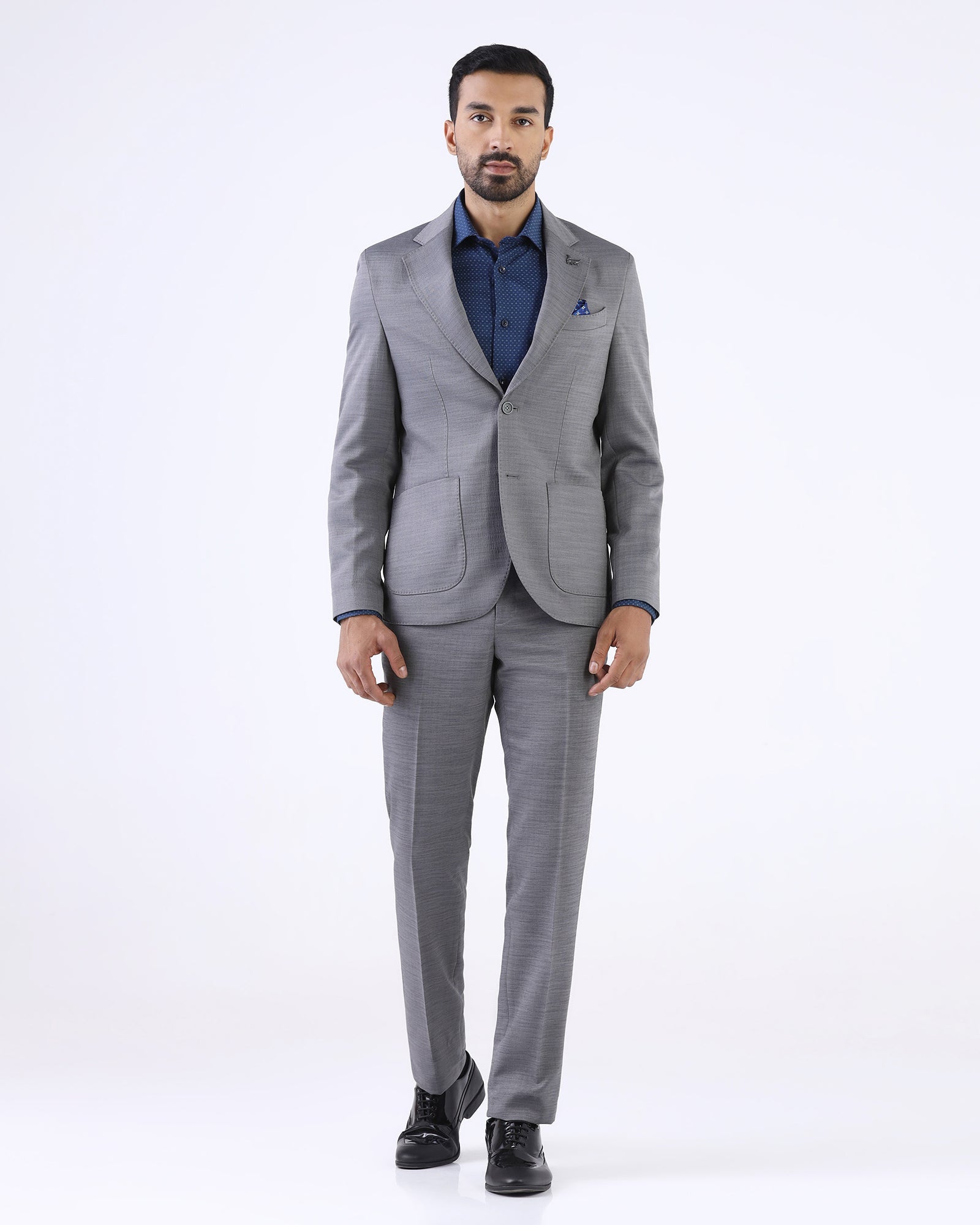 Charcoal Two Piece Textured Suit - Naples