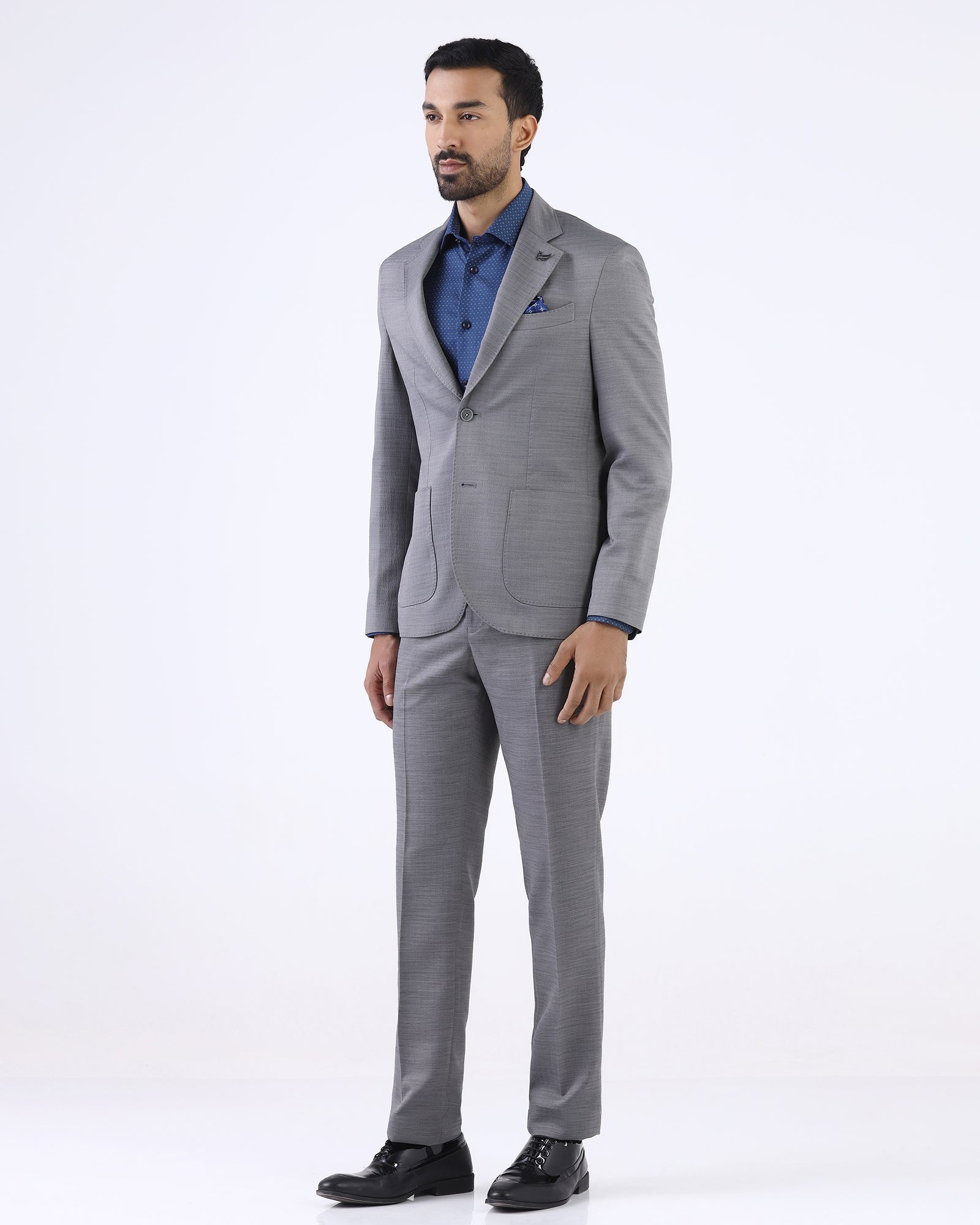 Charcoal Two Piece Textured Suit - Naples