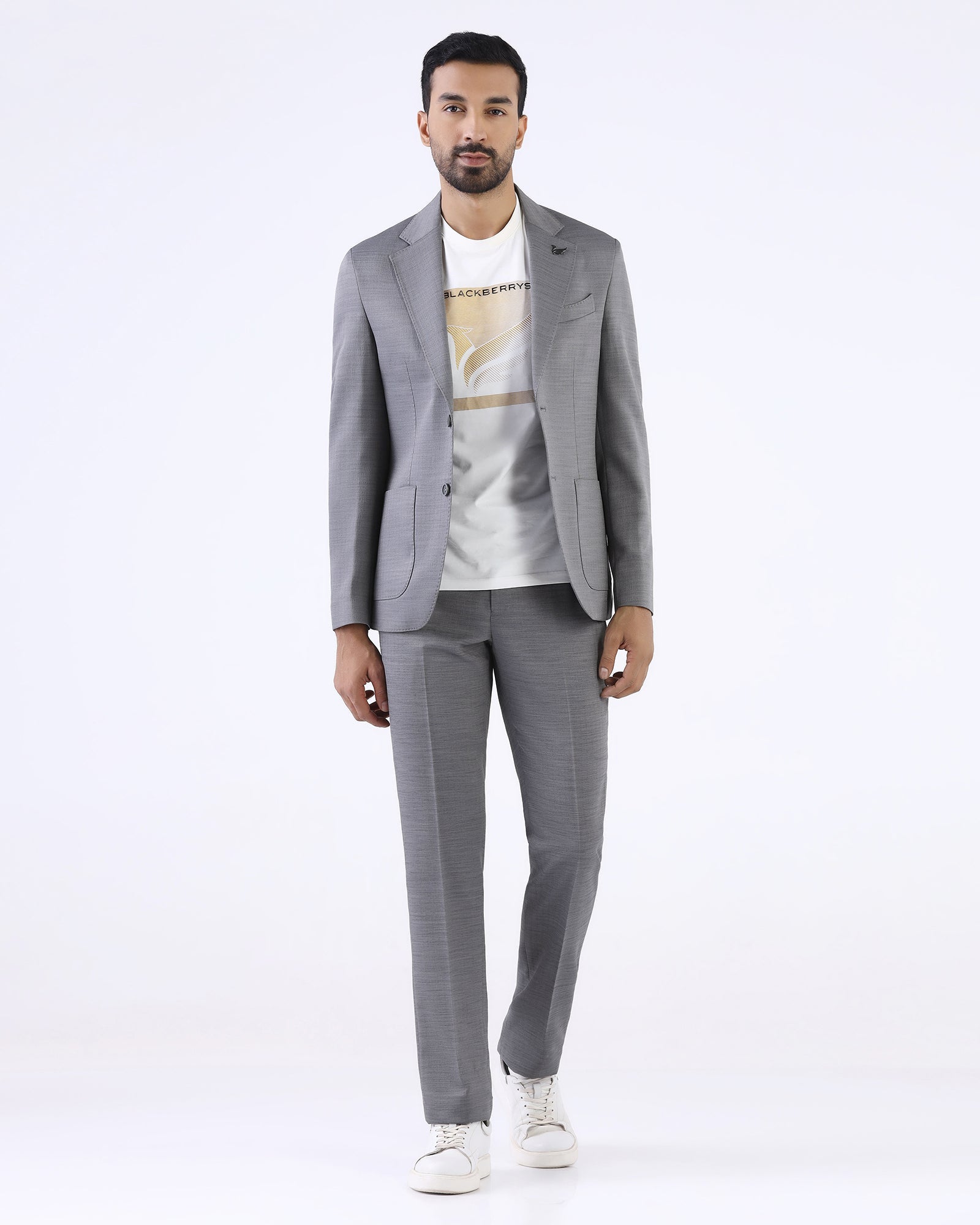 Charcoal Two Piece Textured Suit - Naples