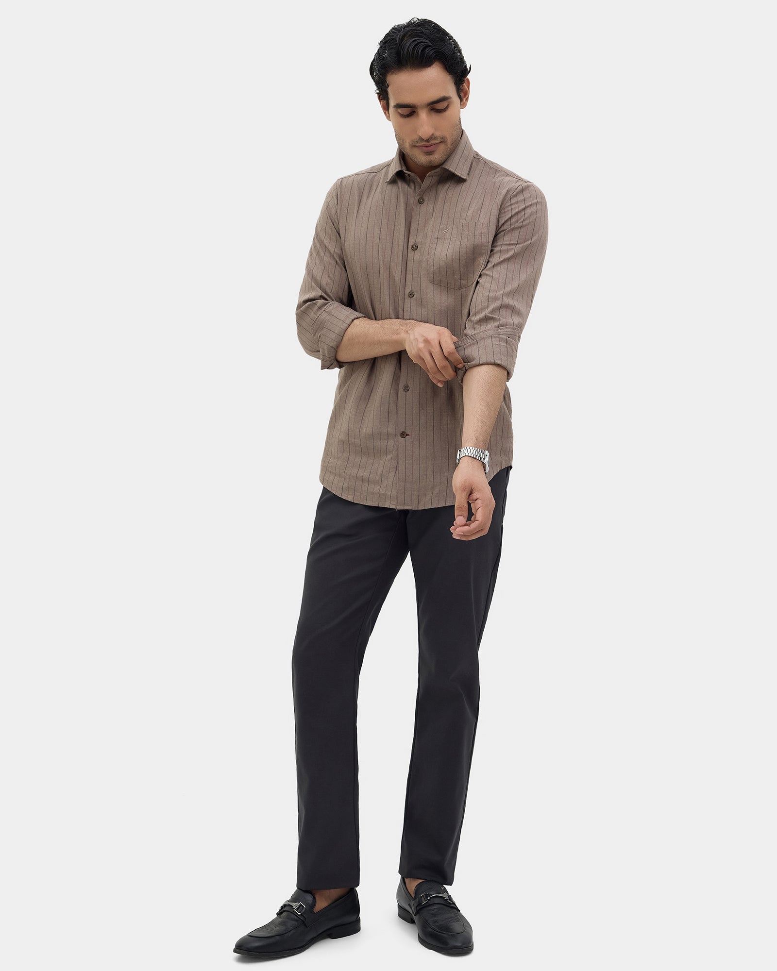 Charcoal Unwrinkle Textured Khakis - Dolomite