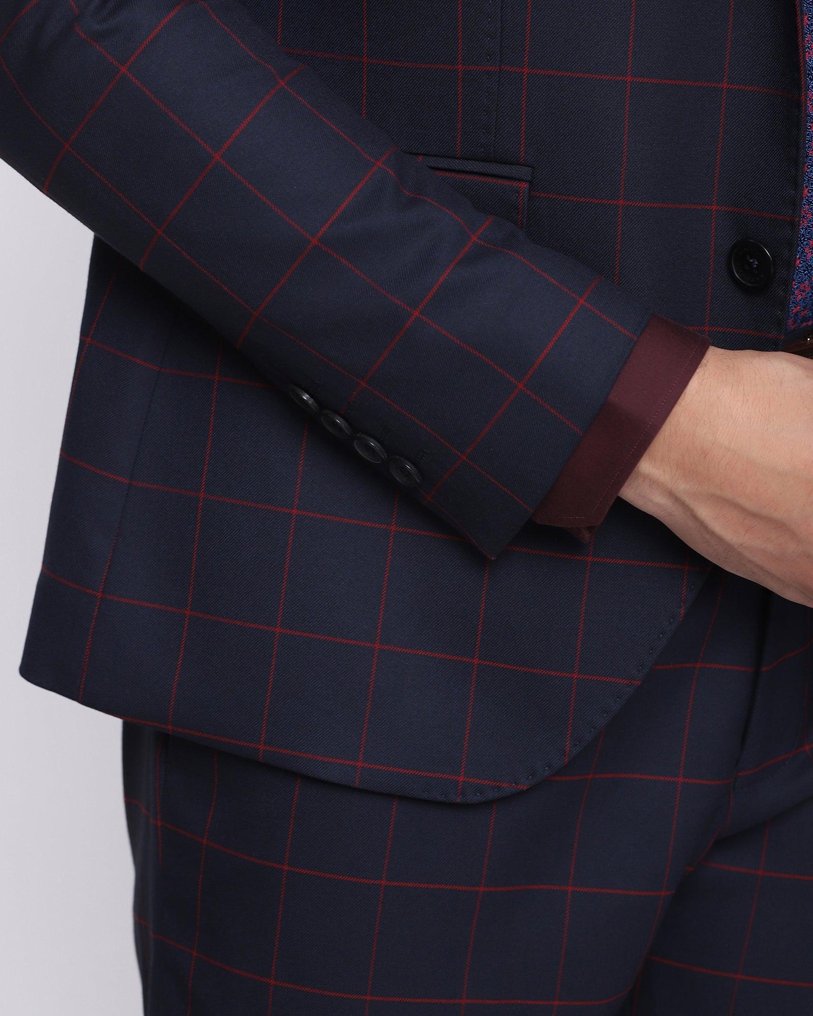 Two Piece Navy Check Formal Suit - Sylus