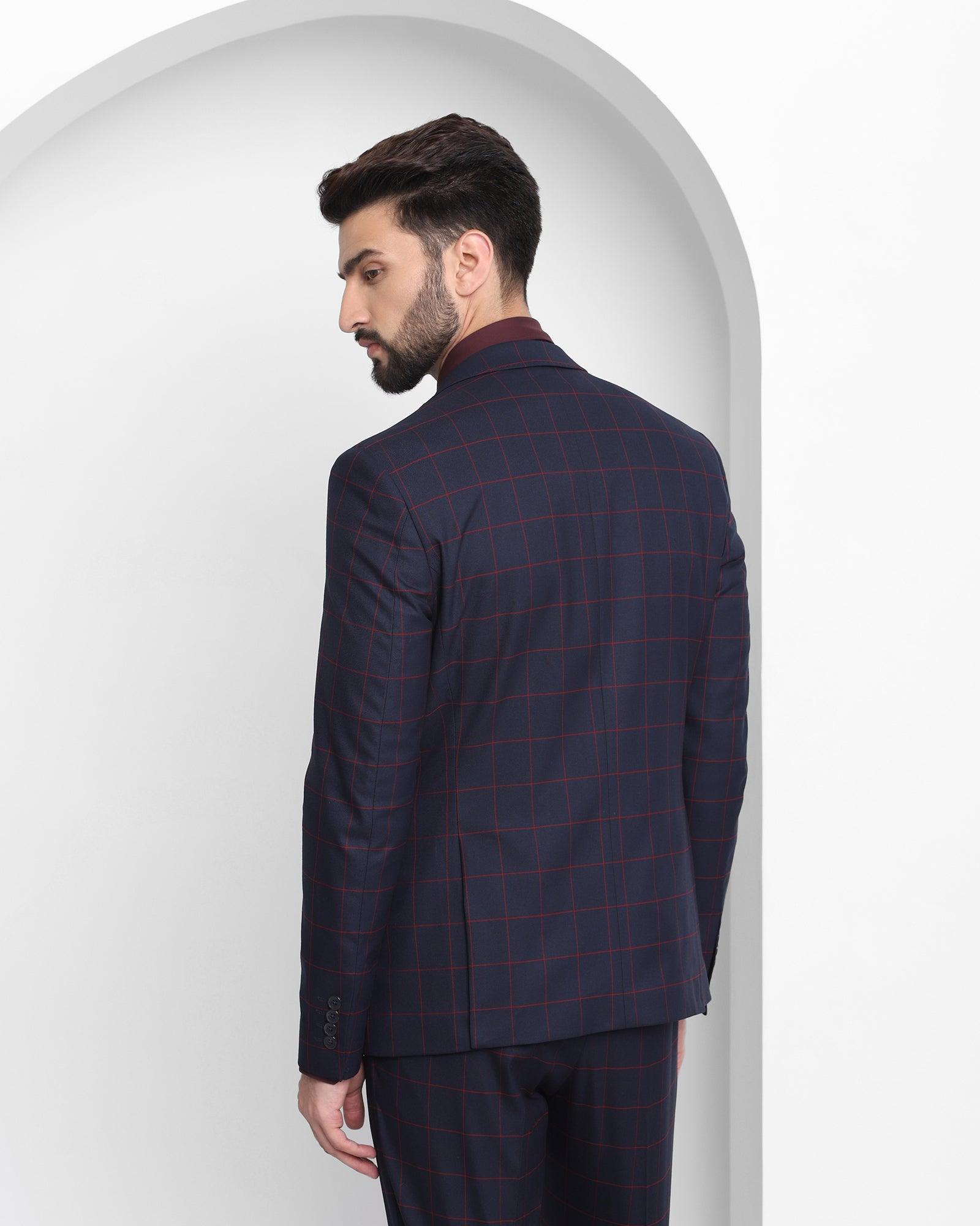 Two Piece Navy Check Formal Suit - Sylus