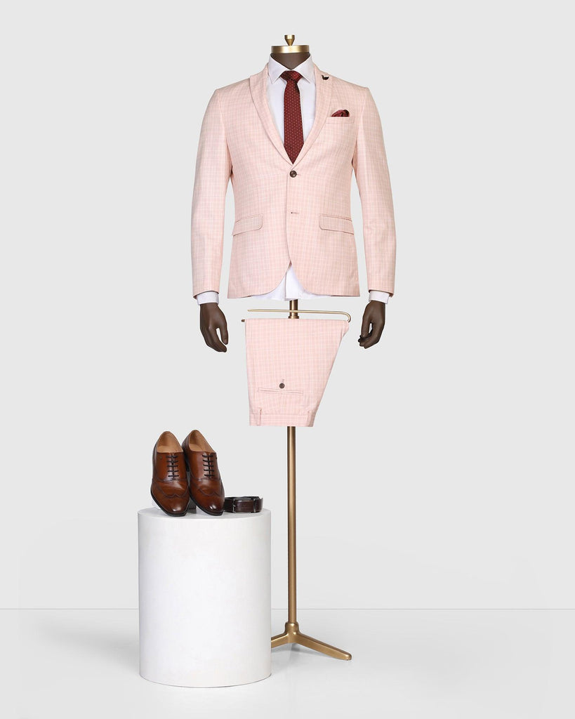 Linen Two Piece Pink Check Formal Suit - Rowan