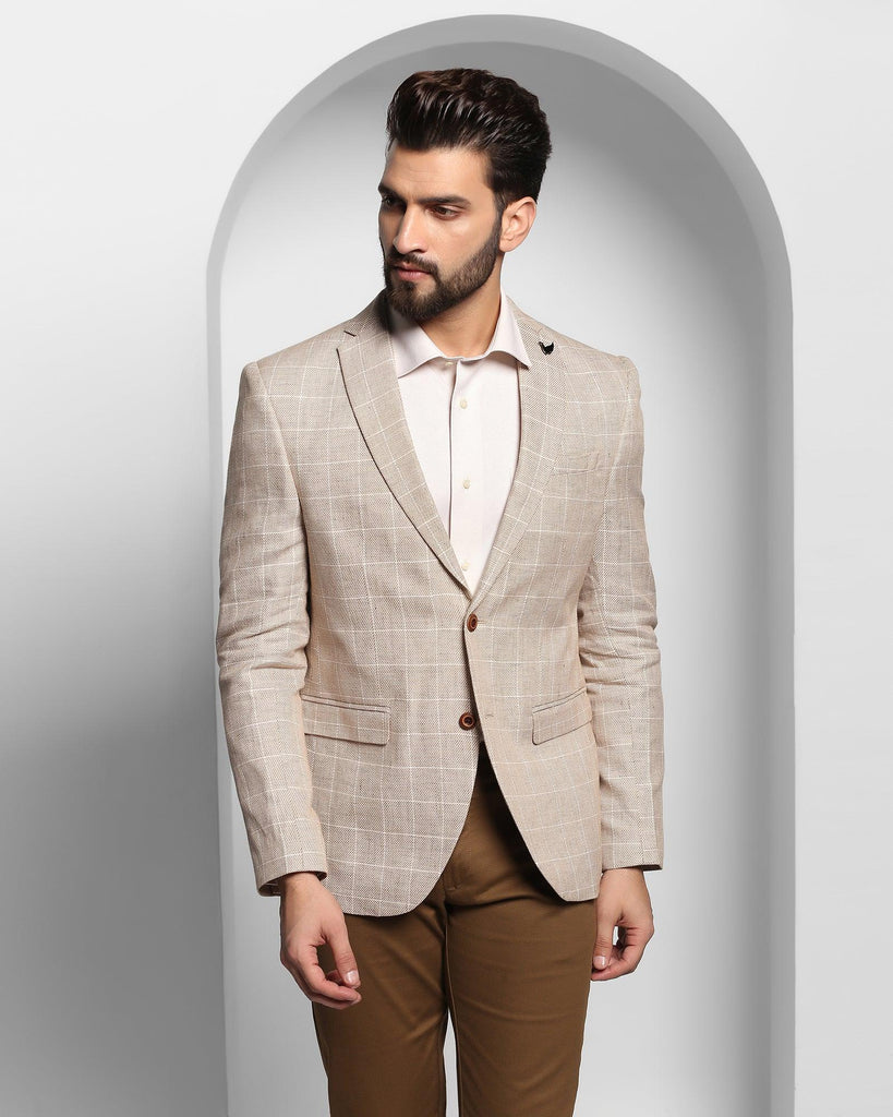 Linen Casual Mid Brown Check Blazer - Scout