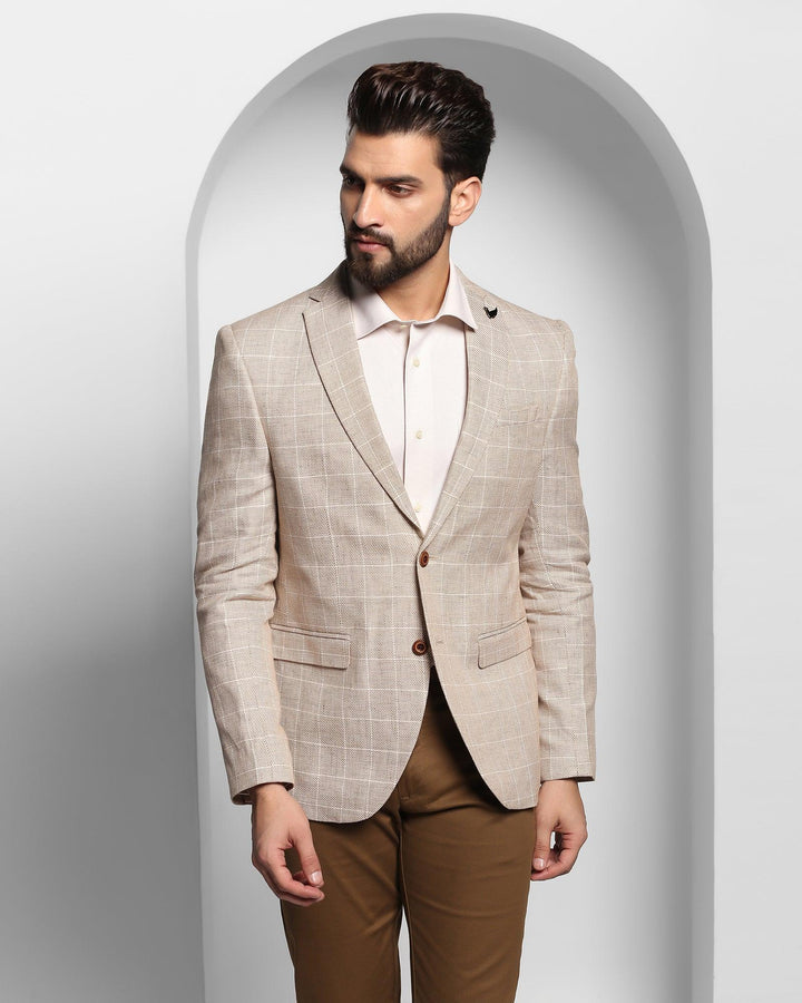 Linen Casual Mid Brown Check Blazer - Scout