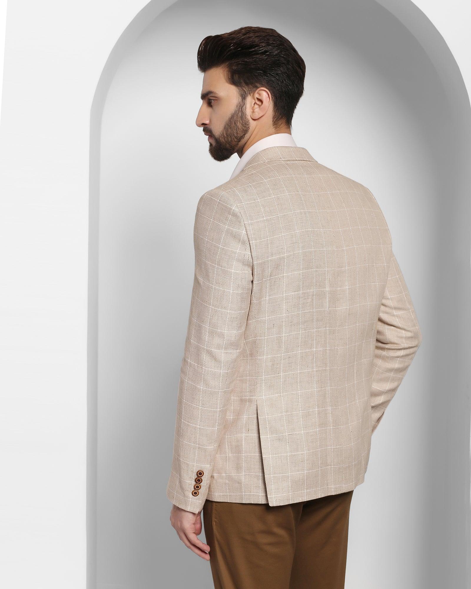 Linen Casual Mid Brown Check Blazer - Scout