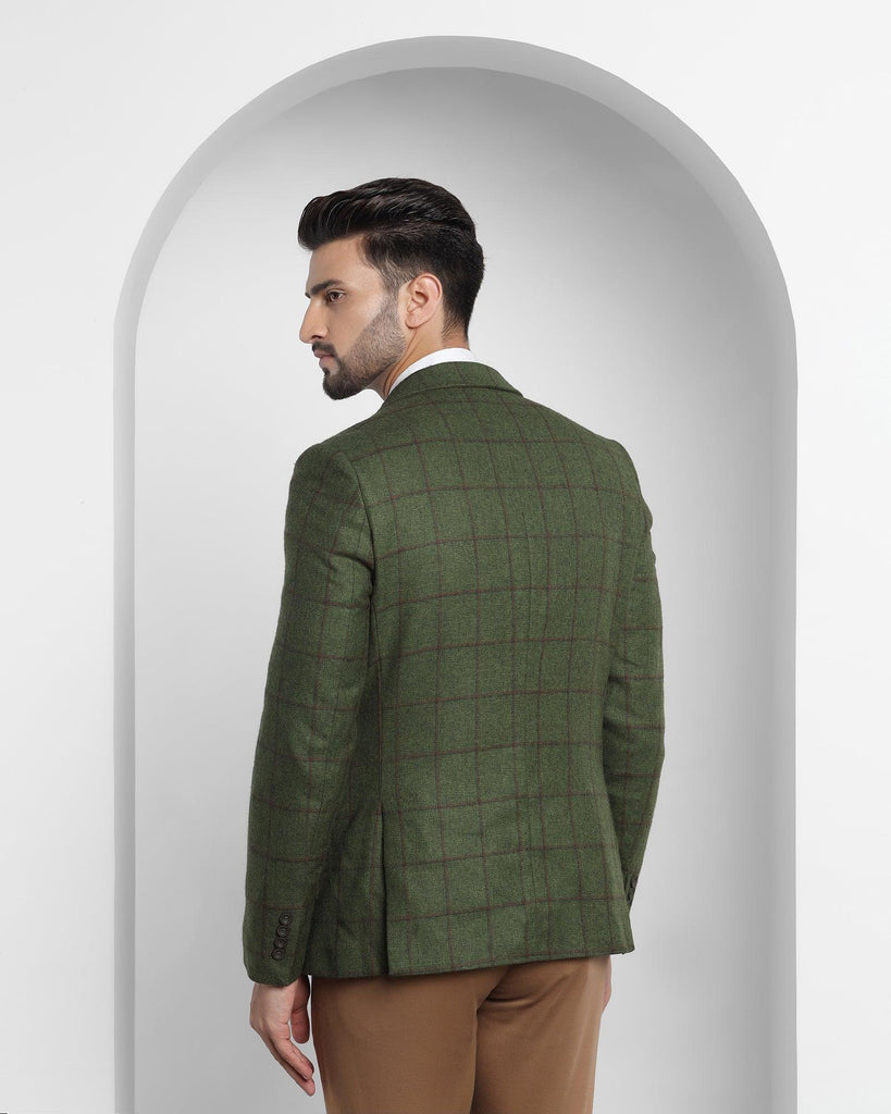 Casual Olive Check Blazer - Aber