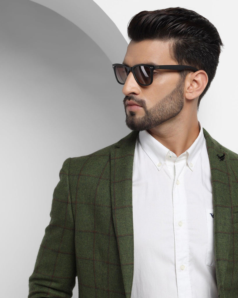 Casual Olive Check Blazer - Aber