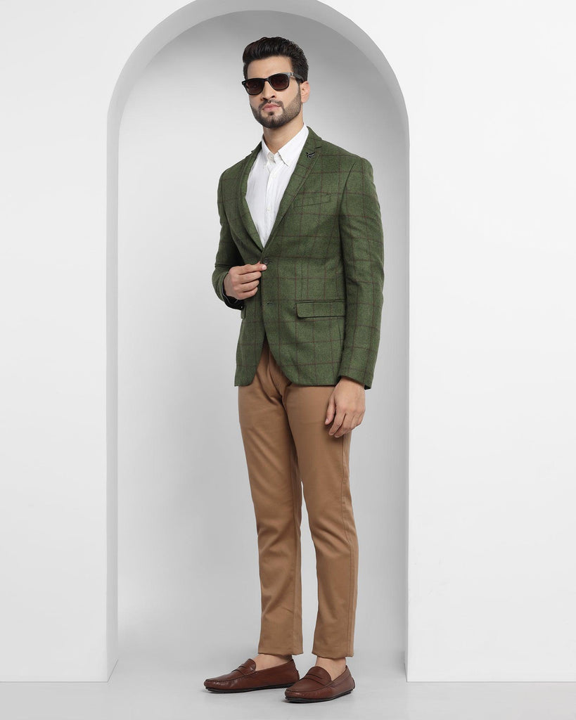 Casual Olive Check Blazer - Aber