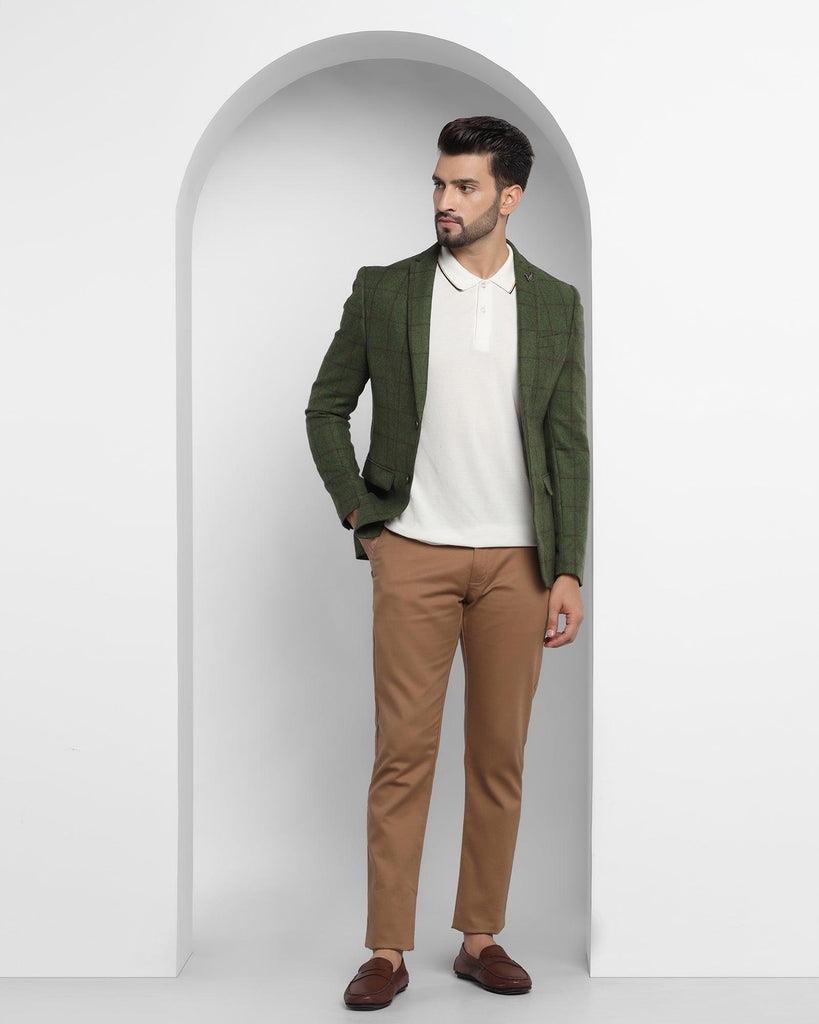 Casual Olive Check Blazer - Aber