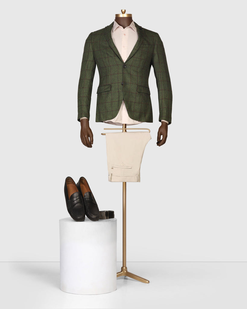 Casual Olive Check Blazer - Aber