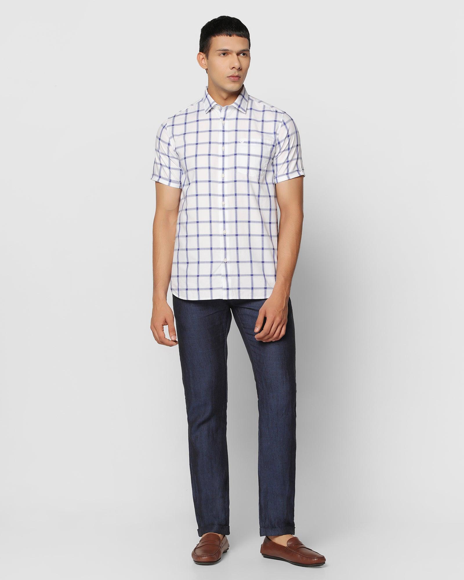 Formal Half Sleeve Blue Check Shirt - Zenji