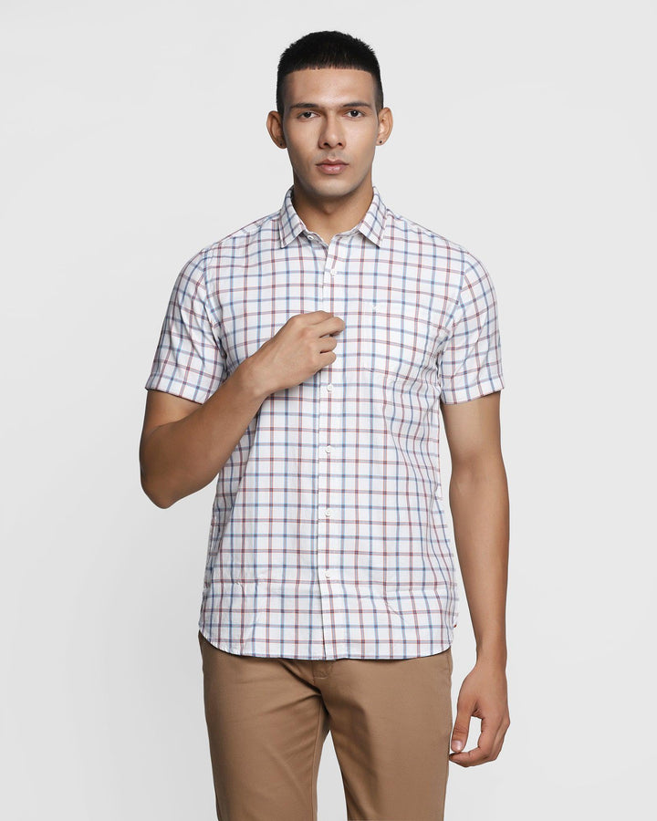 Formal Half Sleeve White Check Shirt - Osaka