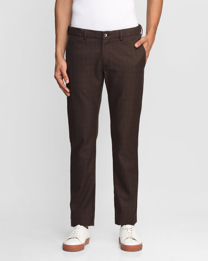 Slim Comfort B-95 Casual Brown Check Khakis - Lavis