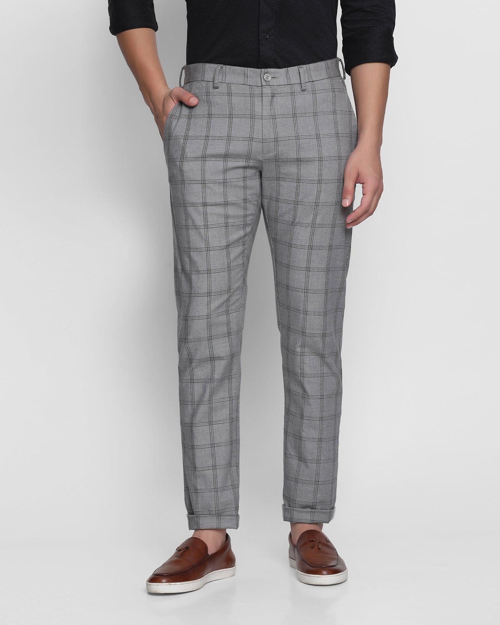 Slim Comfort B-95 Casual Dark Grey Check Khakis - Chloe