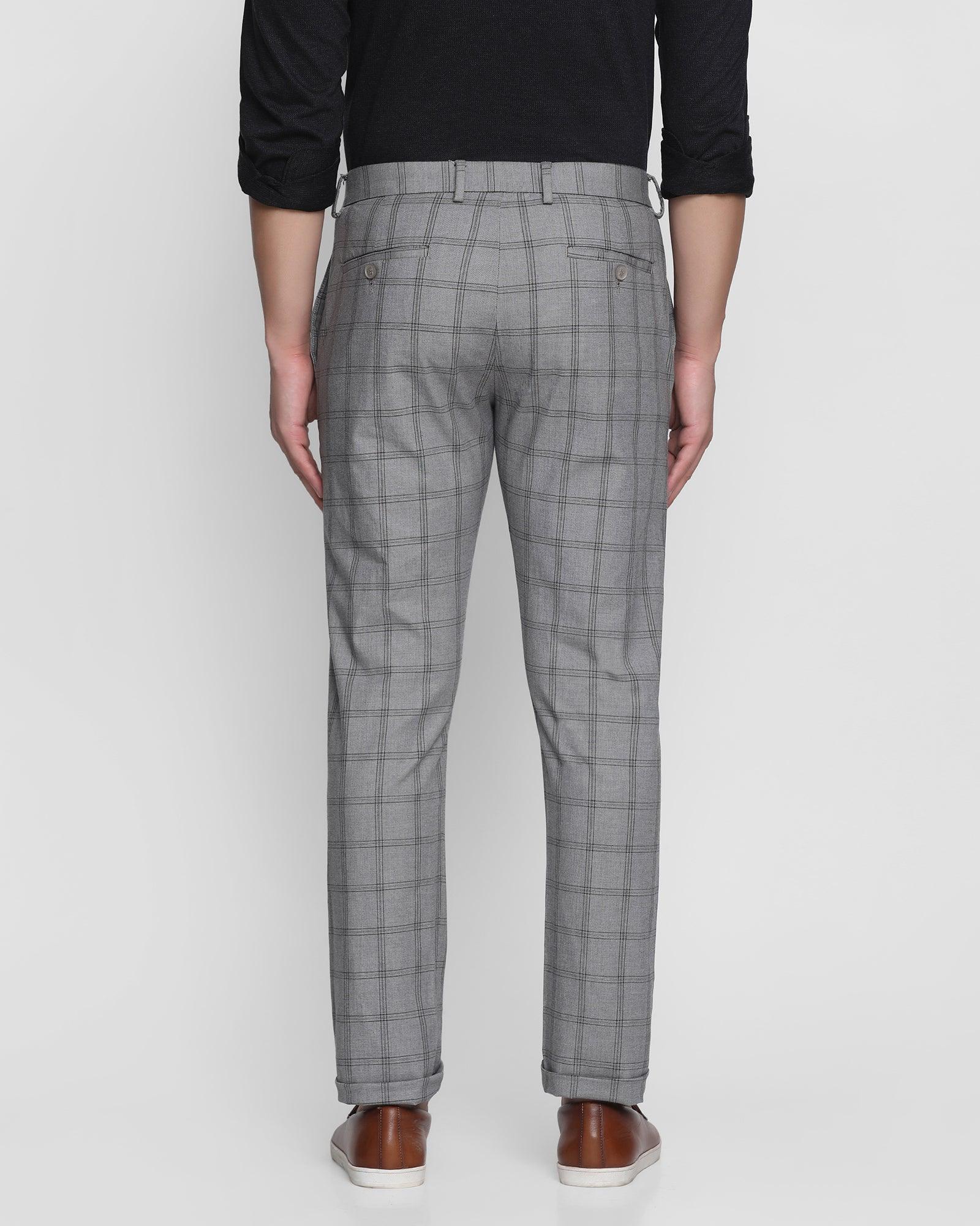 Slim Comfort B-95 Casual Dark Grey Check Khakis - Chloe