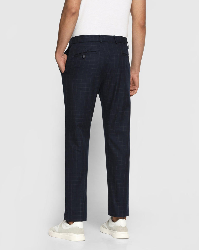 Slim Comfort B-95 Casual Navy Check Khakis - Kavis