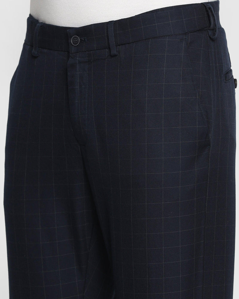 Slim Comfort B-95 Casual Navy Check Khakis - Kavis